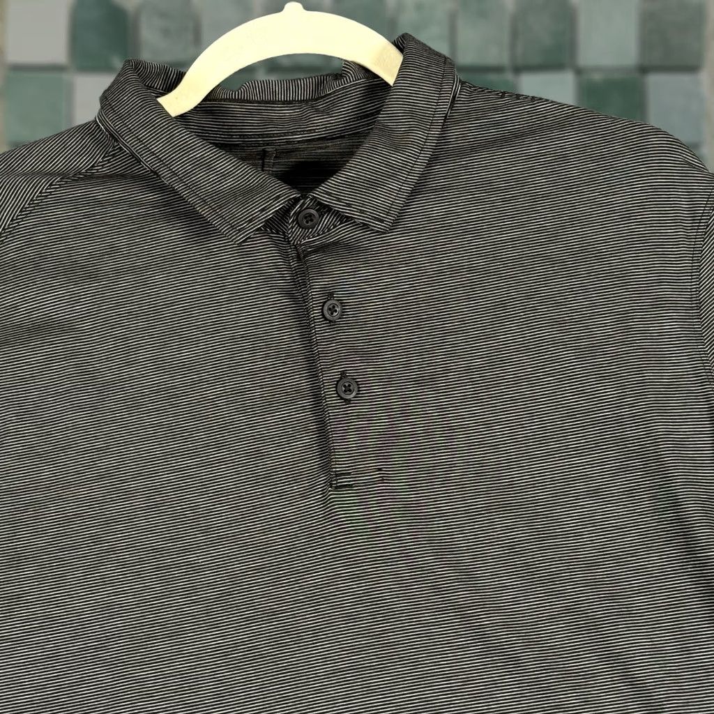 Lululemon Lululemon Polo Shirt Mens Large Black Gray Striped Lightweight Golf Performance Shirt Size US L / EU 52-54 / 3 - 1 Thumbnail