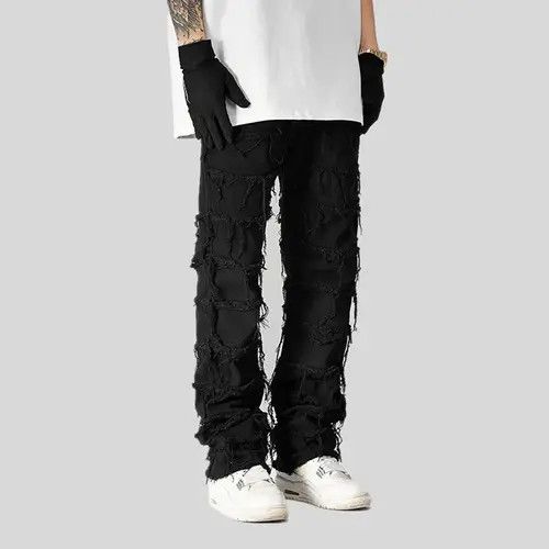 Japanese Brand Black Color Punk Stacked Grunge Jeans Pants Size US 31 - 3 Thumbnail