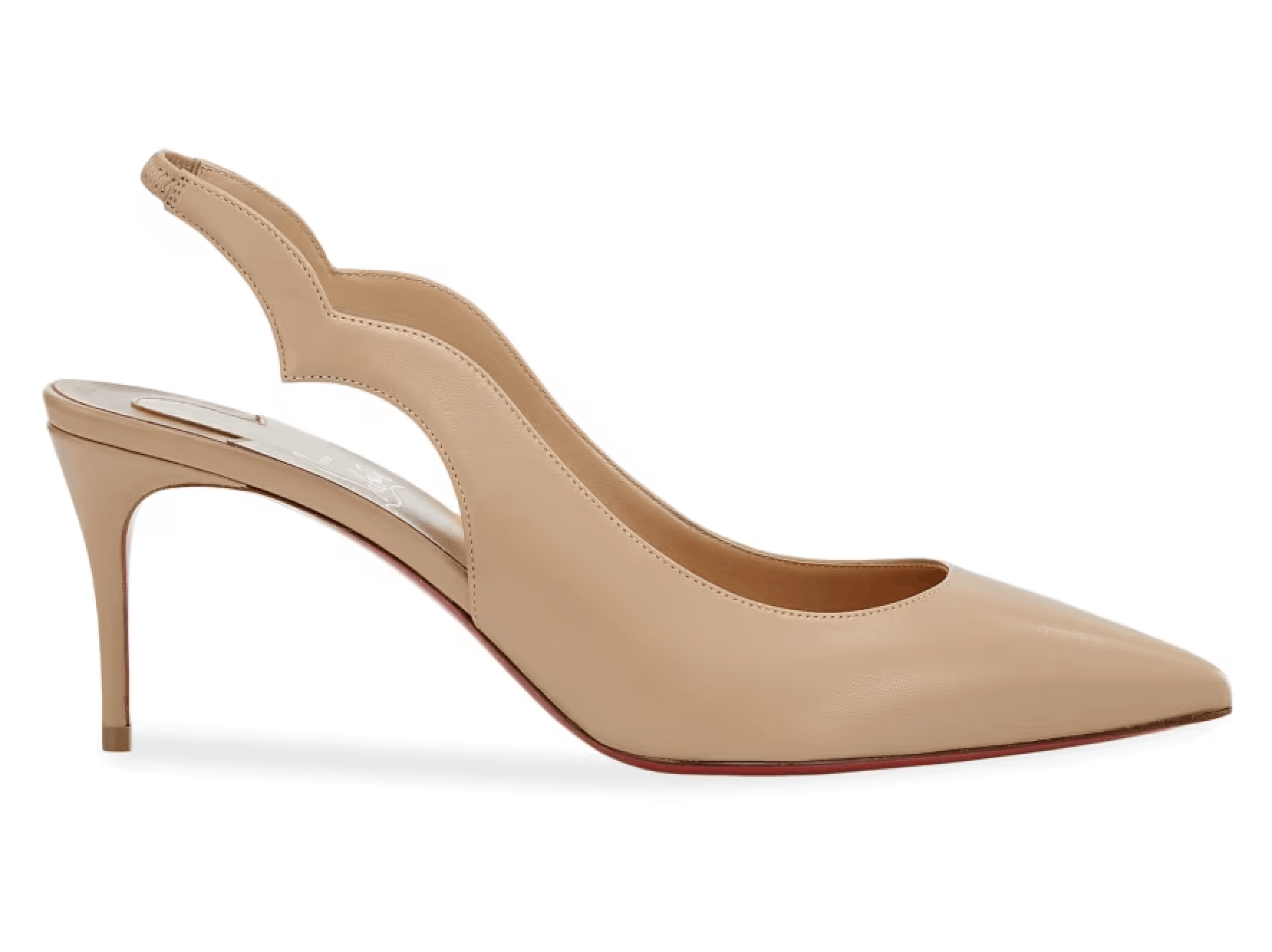 Christian Louboutin Hot Chick Sling 70 Nude Blush Nappa Leather Low Heel Pump 37 Size US 7 / IT 37 - 1 Thumbnail