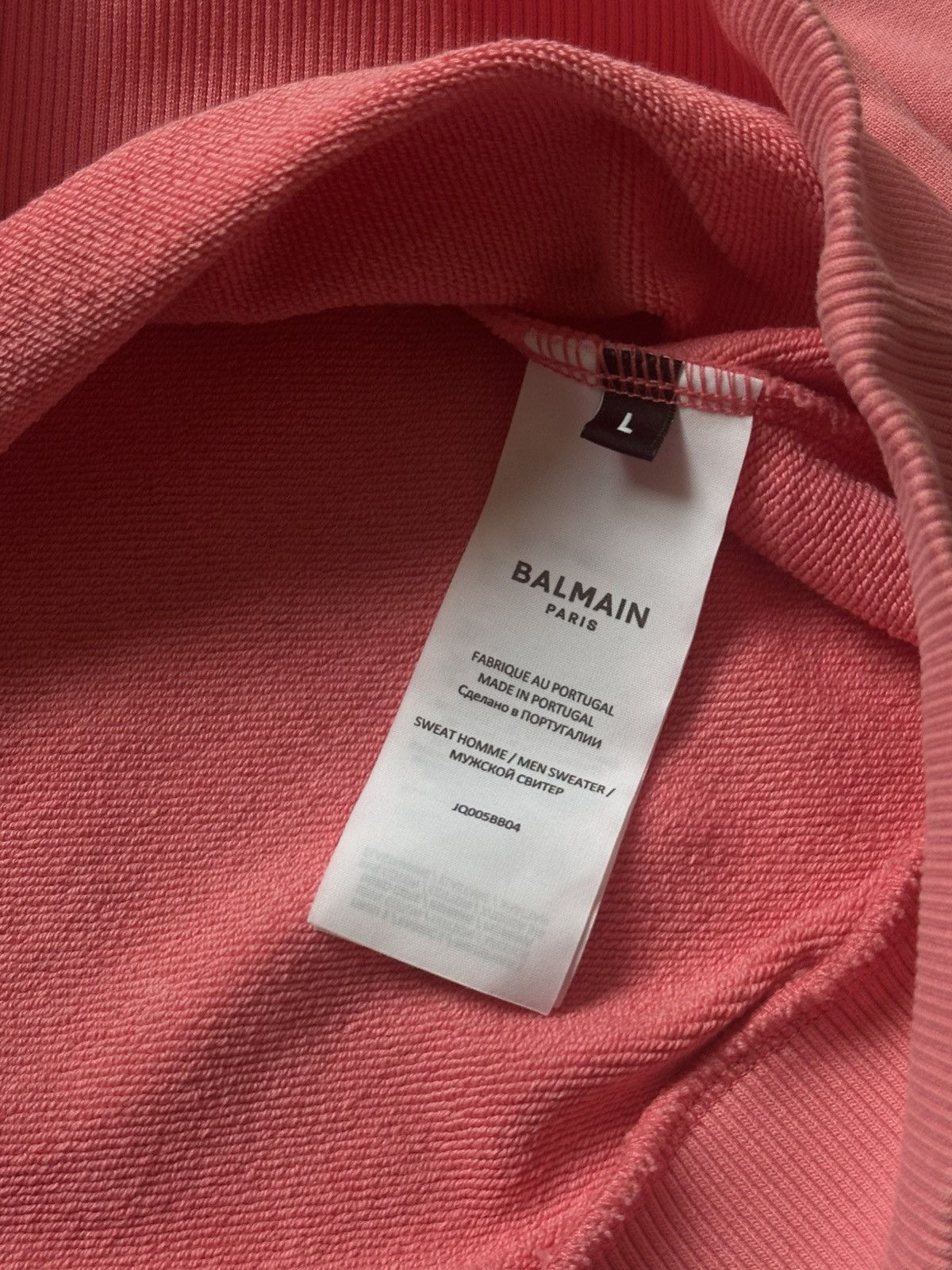 Balmain Balmain Paris Pink Crewneck Mini Logo Pullover Sweatshirt L Size US L / EU 52-54 / 3 - 7 Thumbnail