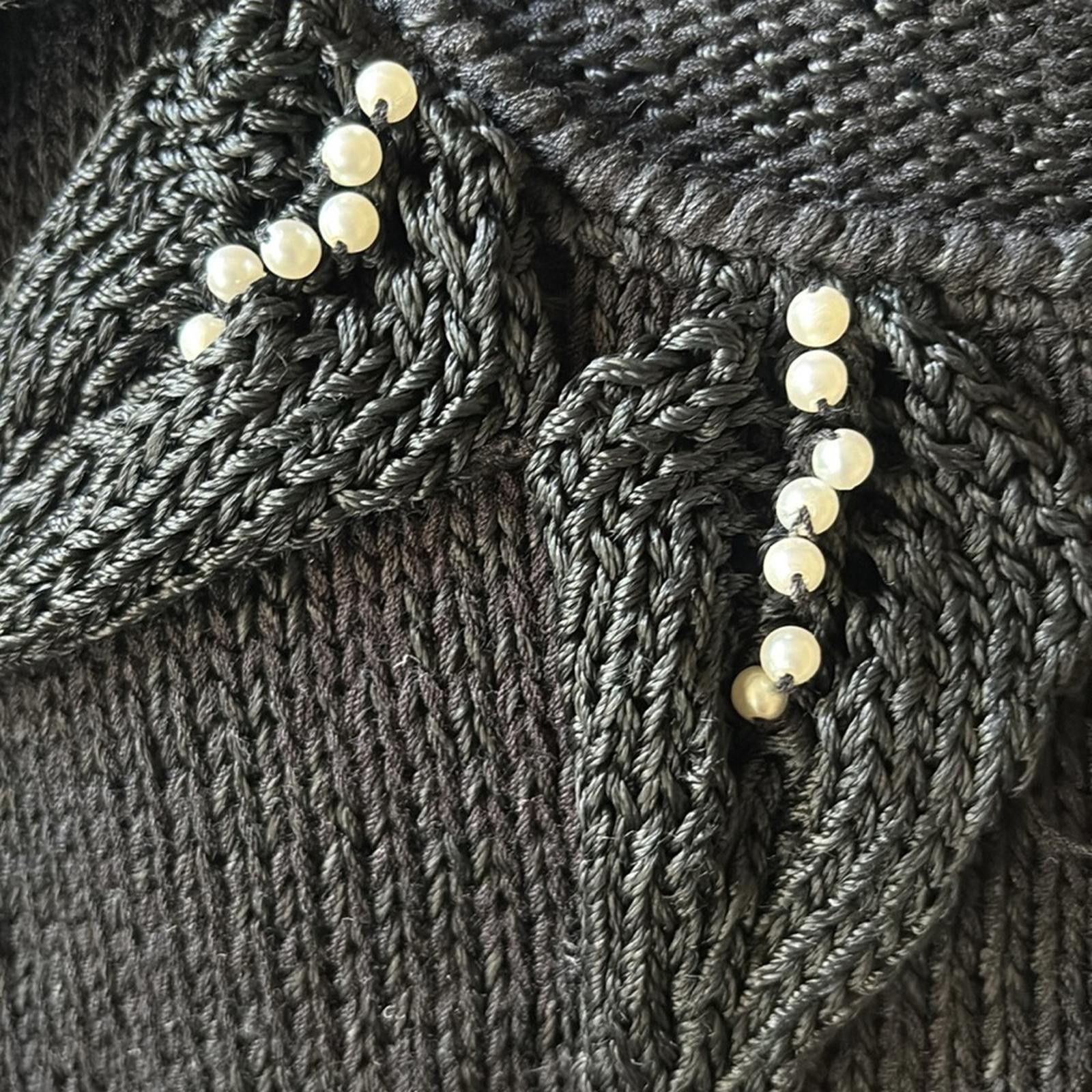 Vintage Nannell Vintage 80s Peals Hand Knit Sweater Black Size S / US 4 / IT 40 - 10 Thumbnail