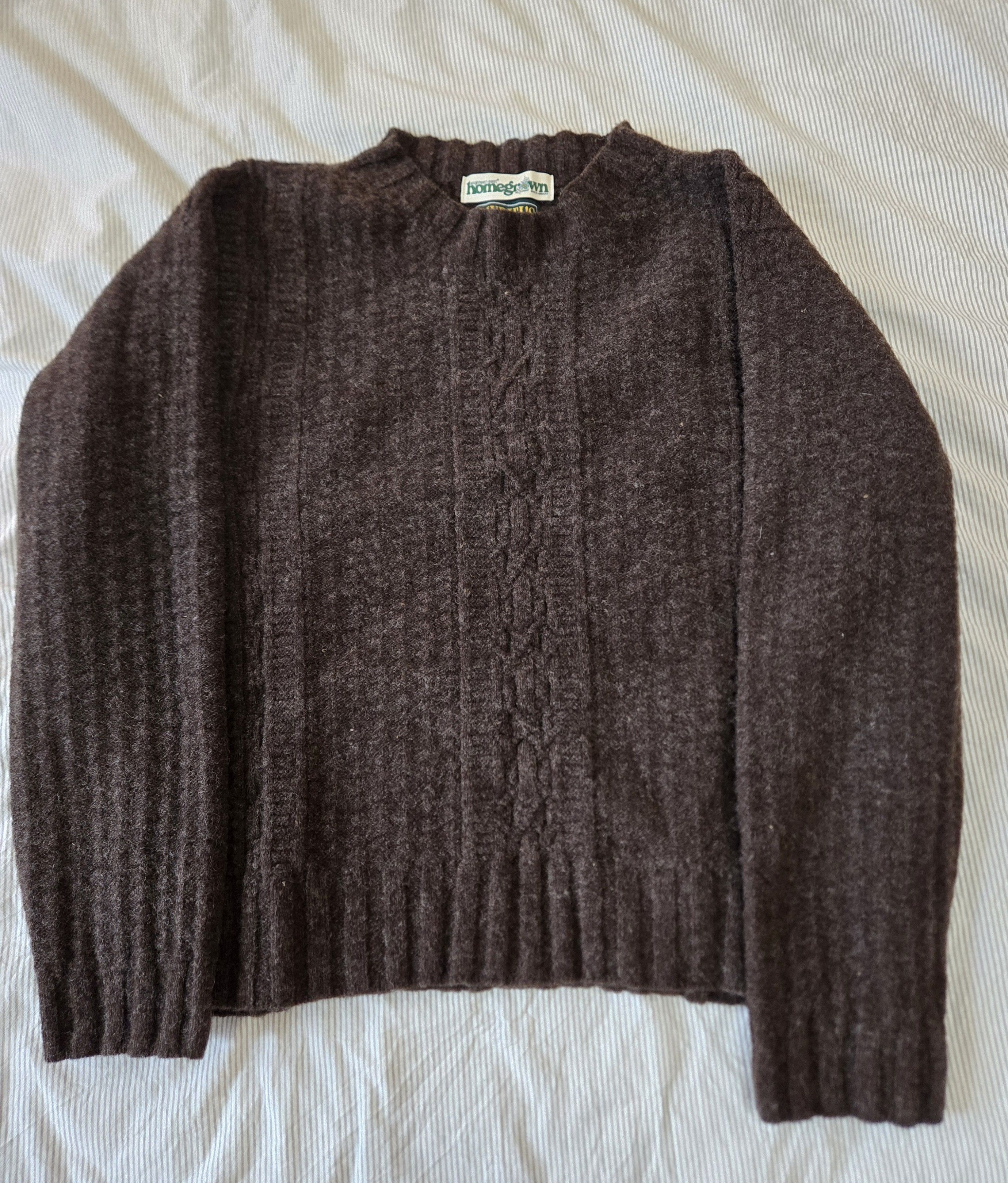 image of 18 East X Muriel's Causeway Cable Aran Sweater in Brown, Men's (Size Large)