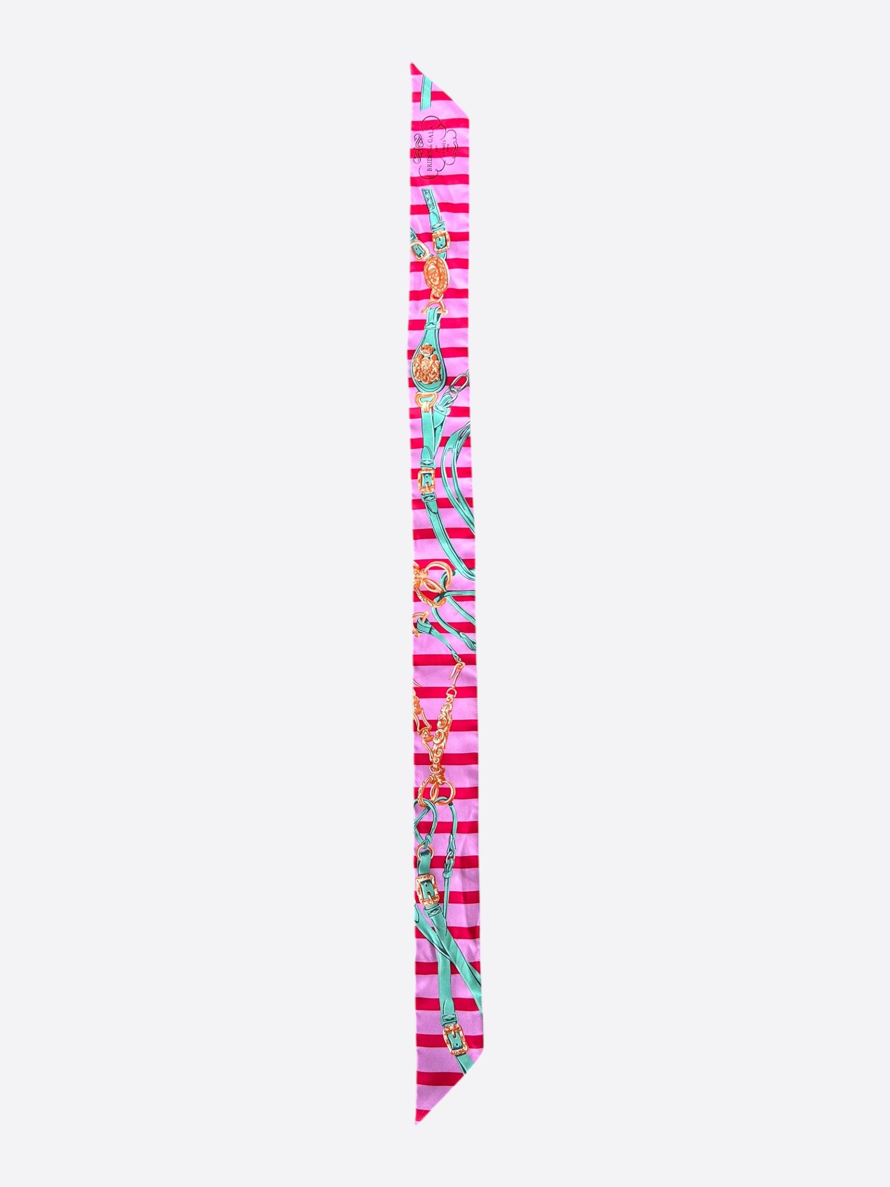Hermes Hermes Pink Brides De Gala Striped Twilly Size ONE SIZE - 2 Thumbnail
