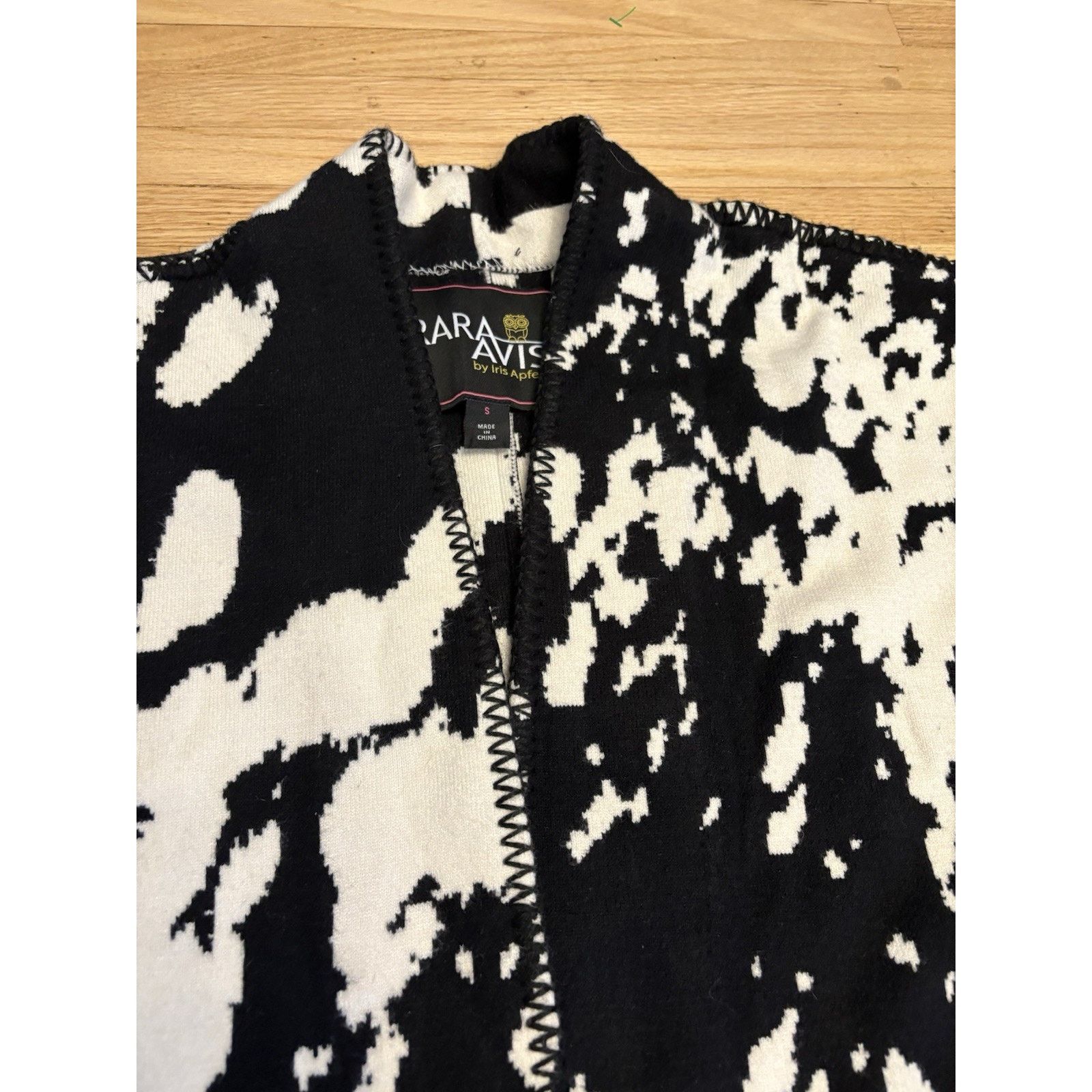 The Unbranded Brand Rara Avis By Iris Apfel Black White Oversized Open Coat S Size S / US 4 / IT 40 - 6 Thumbnail