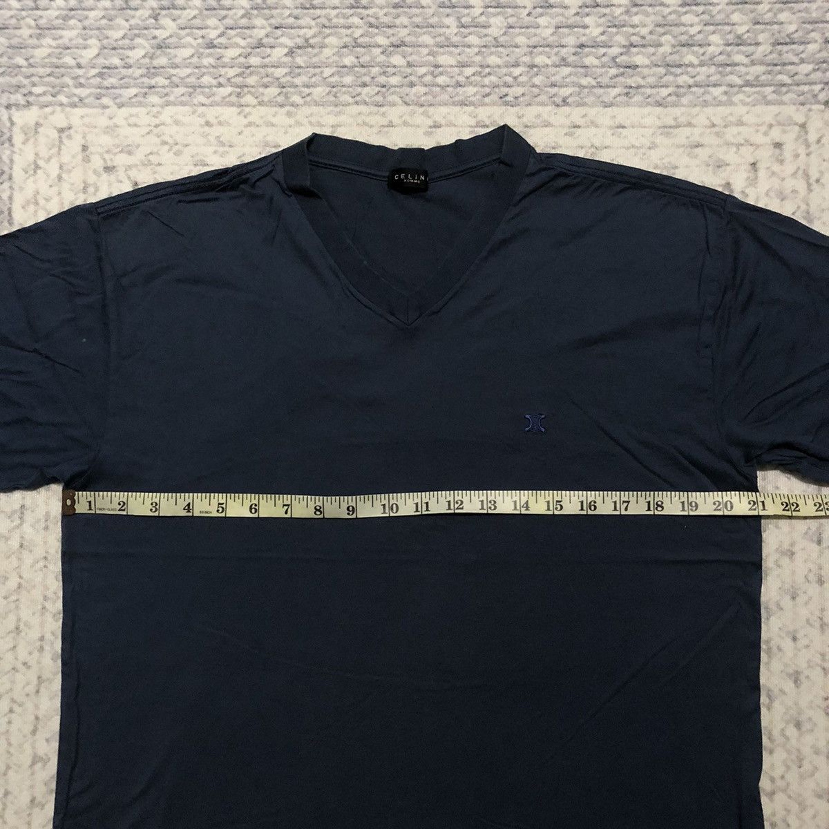 Celine Rare Distressed Vintage Celine Small Logo V-Neck Tees Size US L / EU 52-54 / 3 - 10 Thumbnail