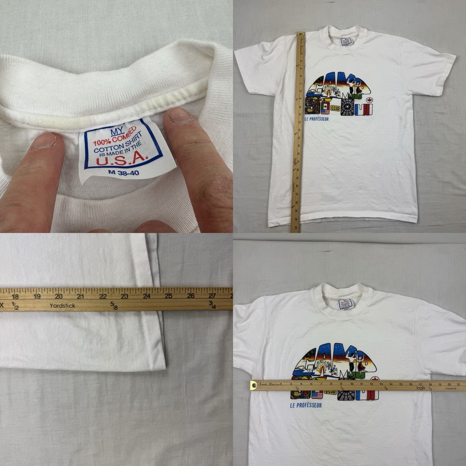 Vintage VINTAGE French Camp T Shirt Adult Medium 80s Outdoor Le Professeur Size US M / EU 48-50 / 2 - 8 Thumbnail
