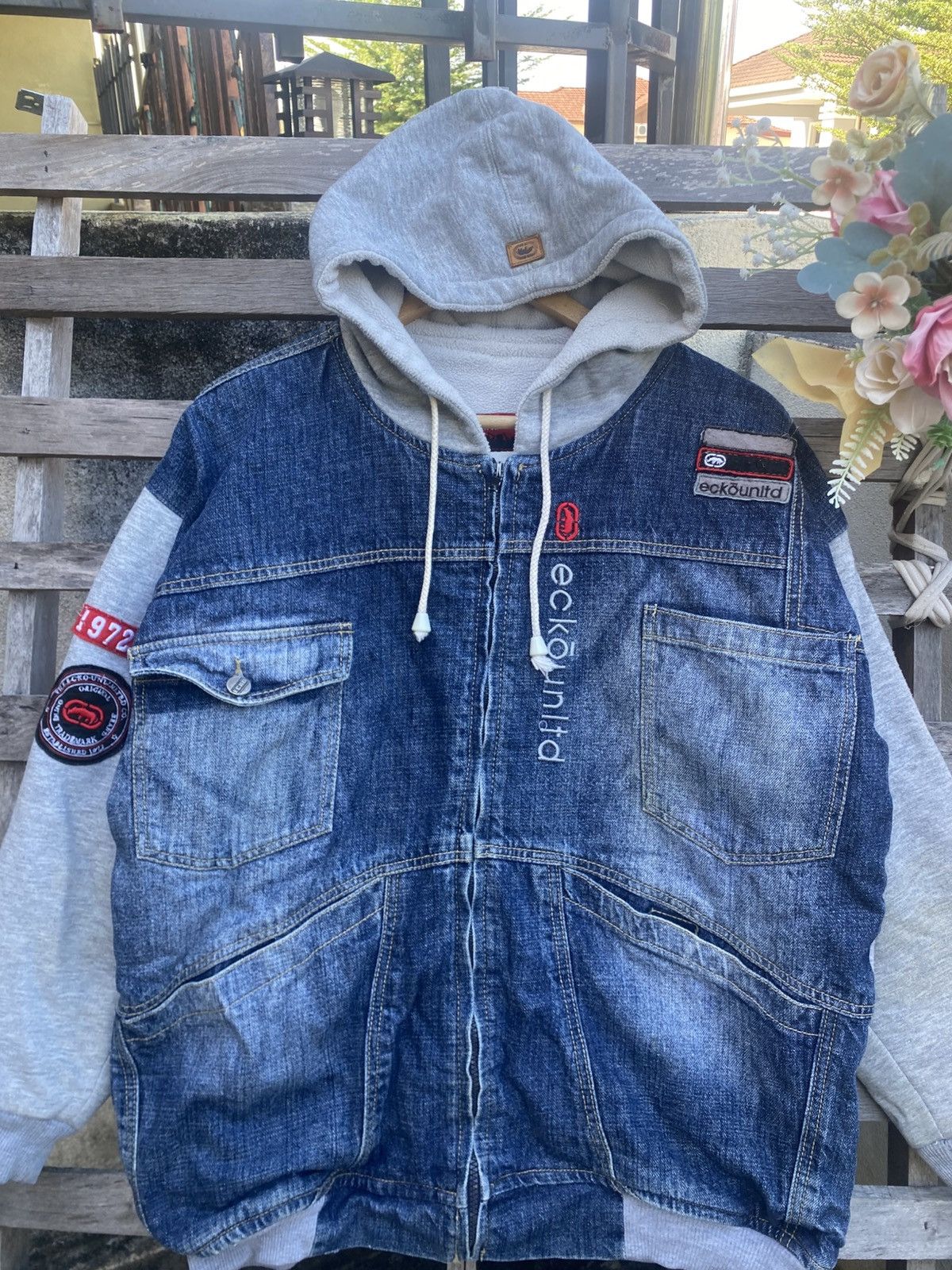 Ecko Unltd. Vintage Ecko Unltd Full Zip Denim Hoodie Jacket Size US XL / EU 56 / 4 - 2 Thumbnail