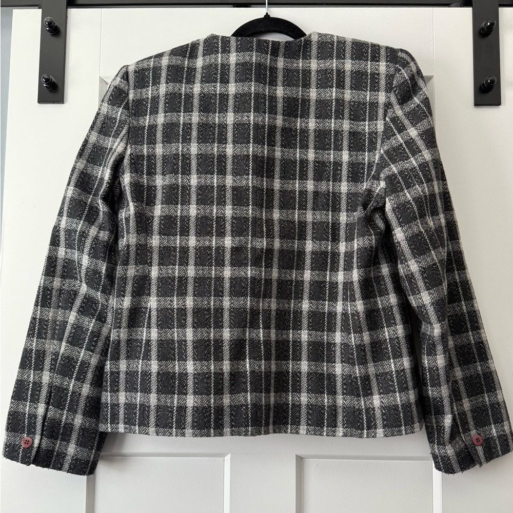 Other Vintage Bagatelle Black and Gray Plaid Wool Blazer With Pink Size L / US 10 / IT 46 - 2 Thumbnail