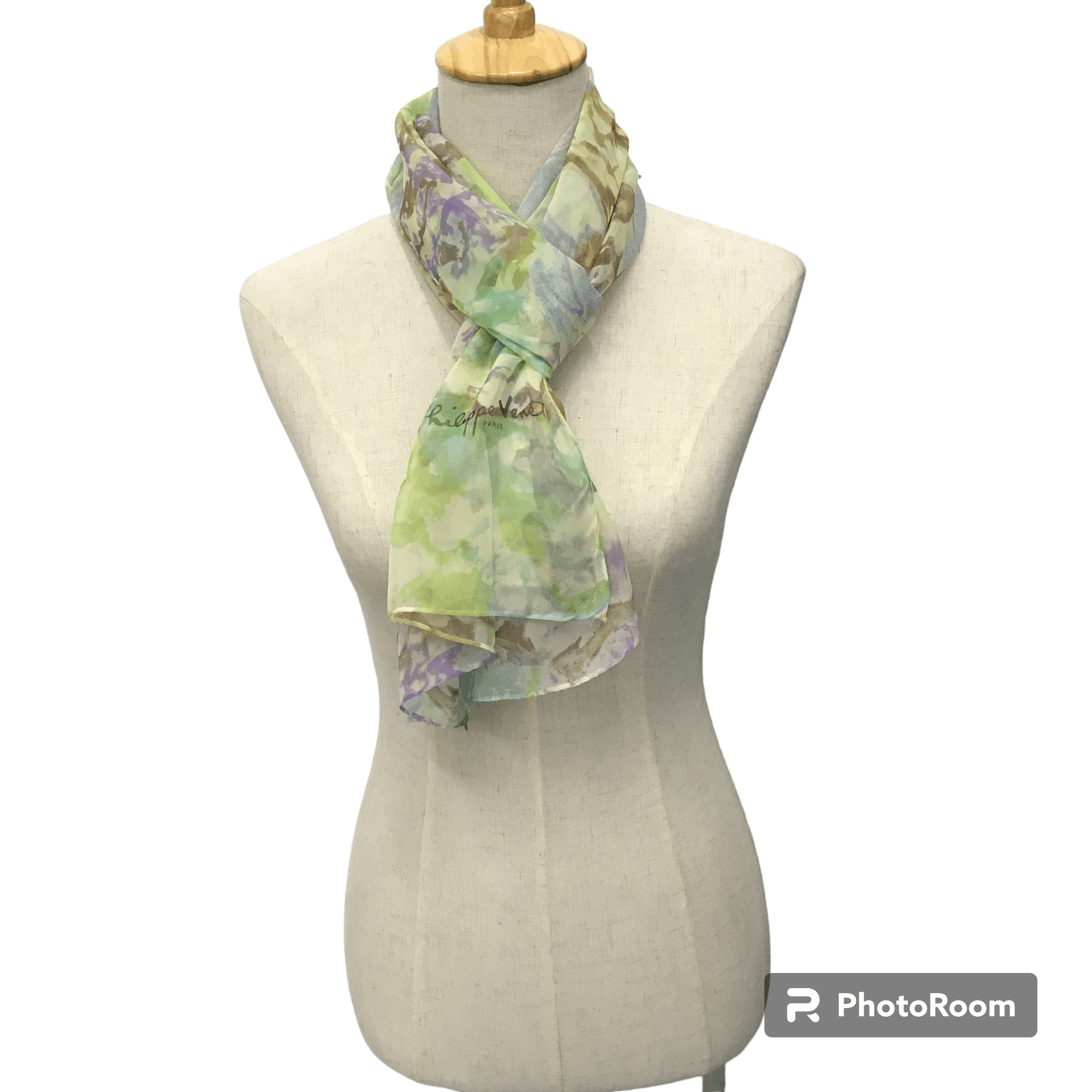 Japanese Brand Philippe V Abstract Design Silk Stole Silk Scarf M87 Size ONE SIZE - 1 Thumbnail