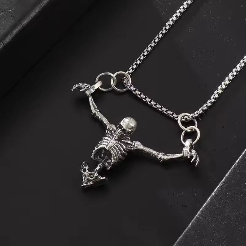 Jewelry Gothic Skeleton Pendant Necklace Size ONE SIZE - 3 Thumbnail