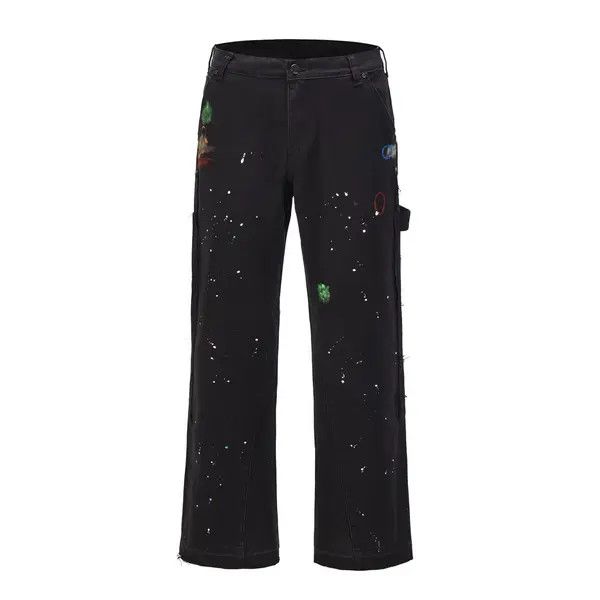 Japanese Brand Splattered Paint Wide Leg Flare Black Denim Jeans Size US 30 / EU 46 - 3 Thumbnail