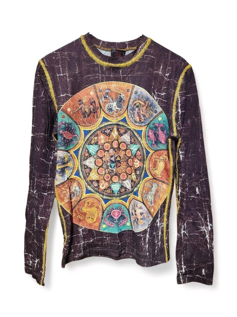 Jean Paul Gaultier - M vintage meshtop zodiac sign burgundy