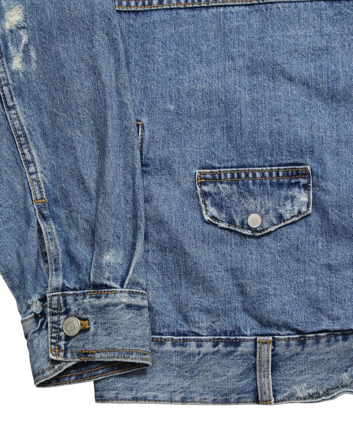 Vintage × Zara ZARA TRAFALUC DENIMWEAR BACK PRINT BIKER JACKET Size US S / EU 44-46 / 1 - 4 Thumbnail