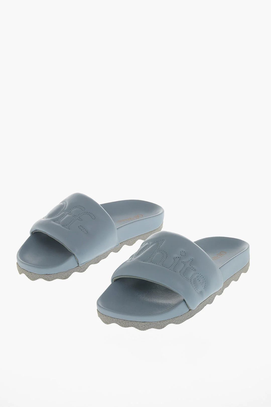 Off-White og1mm0426 Padded Leather Slides in Grey Size US 7 / EU 40 - 3 Thumbnail