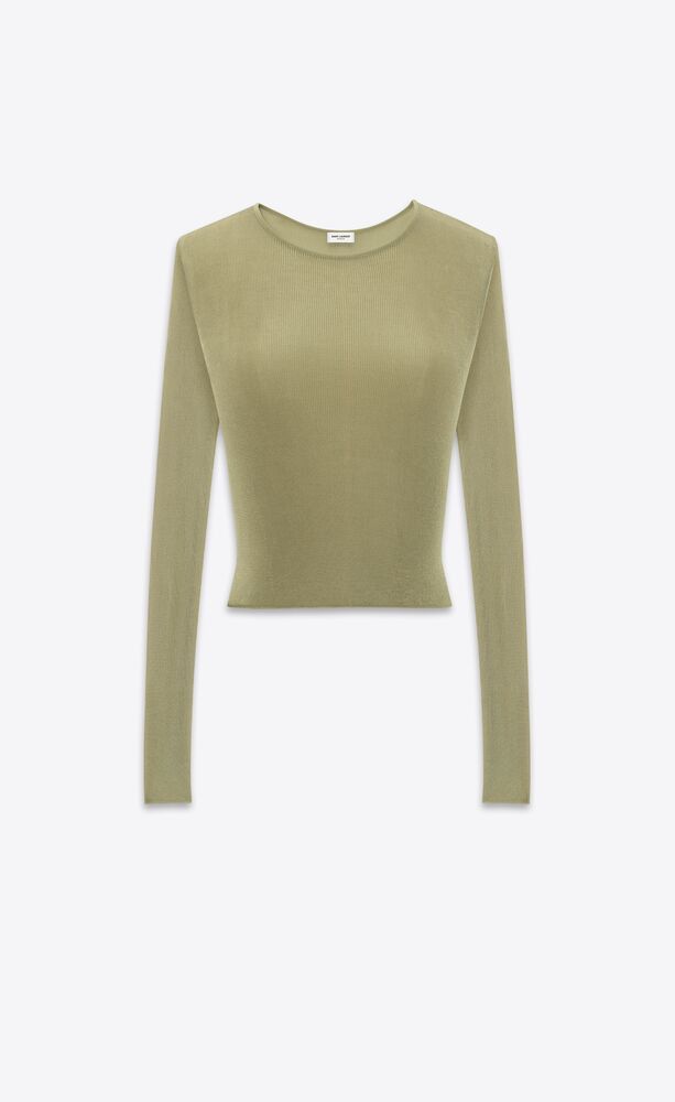 o1b1hav110724 Cropped Top in Ribbed Knit in Light Green