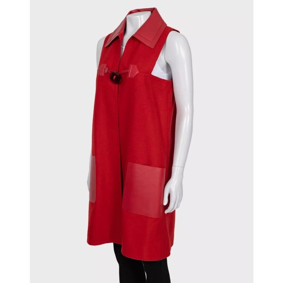 Fendi NWOT Fendi Red Virgin Wool & Leather Vest - IT42/M Size M / US 6-8 / IT 42-44 - 2 Thumbnail