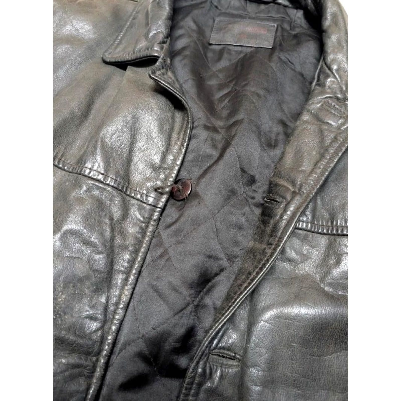 George VINTAGE broke-in patina leather coat Mens XL brown Patina Broke-in 1990s Y2K car coat Overcoat Leather George XS-XL? Size US XL / EU 56 / 4 - 6 Thumbnail
