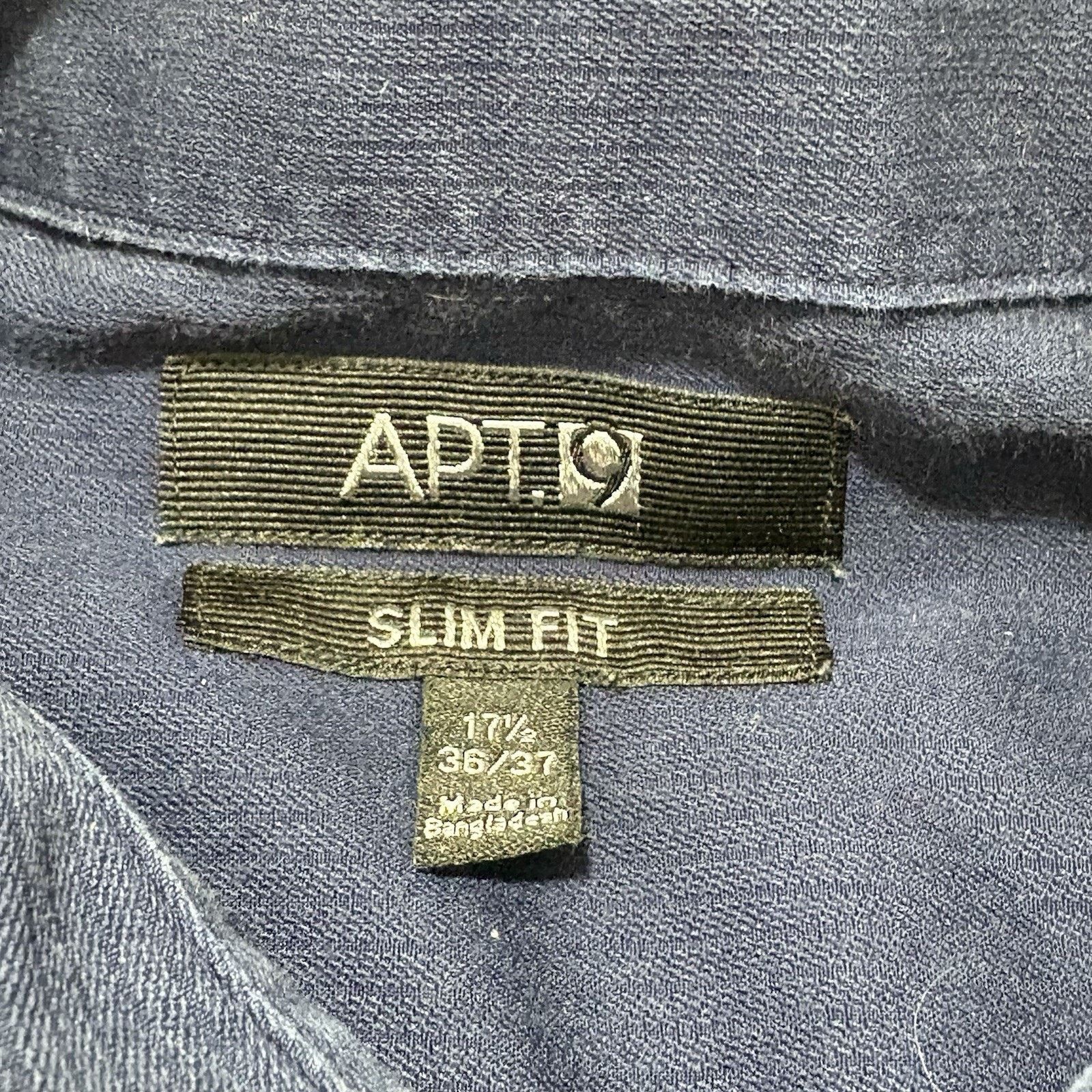 Apt. 9 Apt 9 17.5 36/37 Slim Fit Button Down Dress Shirt Navy Blue Size US XL / EU 56 / 4 - 3 Thumbnail