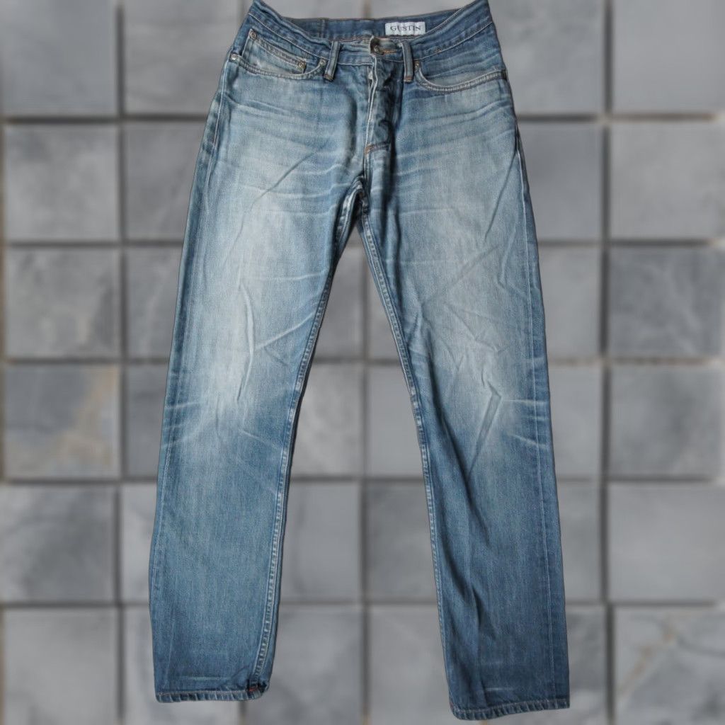 Gustin Jeans Means 30x32 Blue Denim Selvedge Straight Light Italy 11 oz Jeans 5-Pocket Men Regular Size 30 Blue