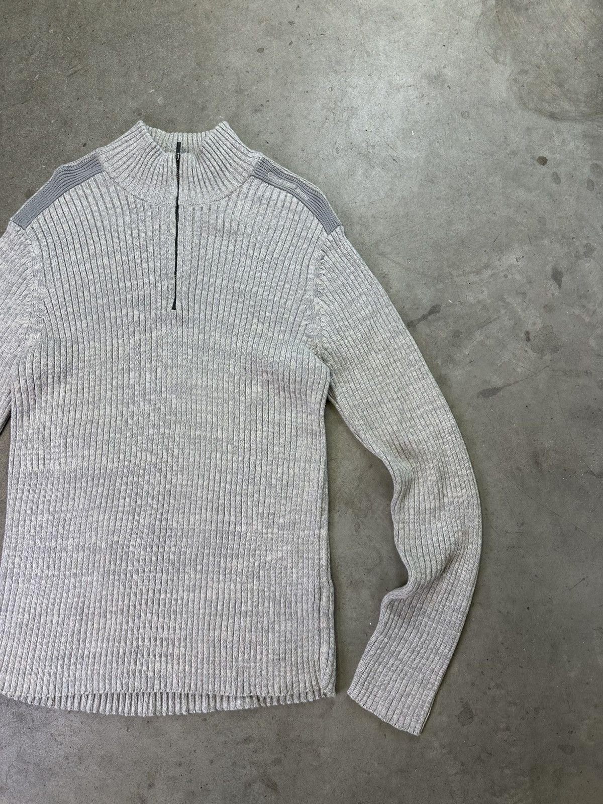 Calvin Klein × Vintage vintage calvin klein 1/4 zip knit sweater gray xl Size US XL / EU 56 / 4 - 2 Thumbnail