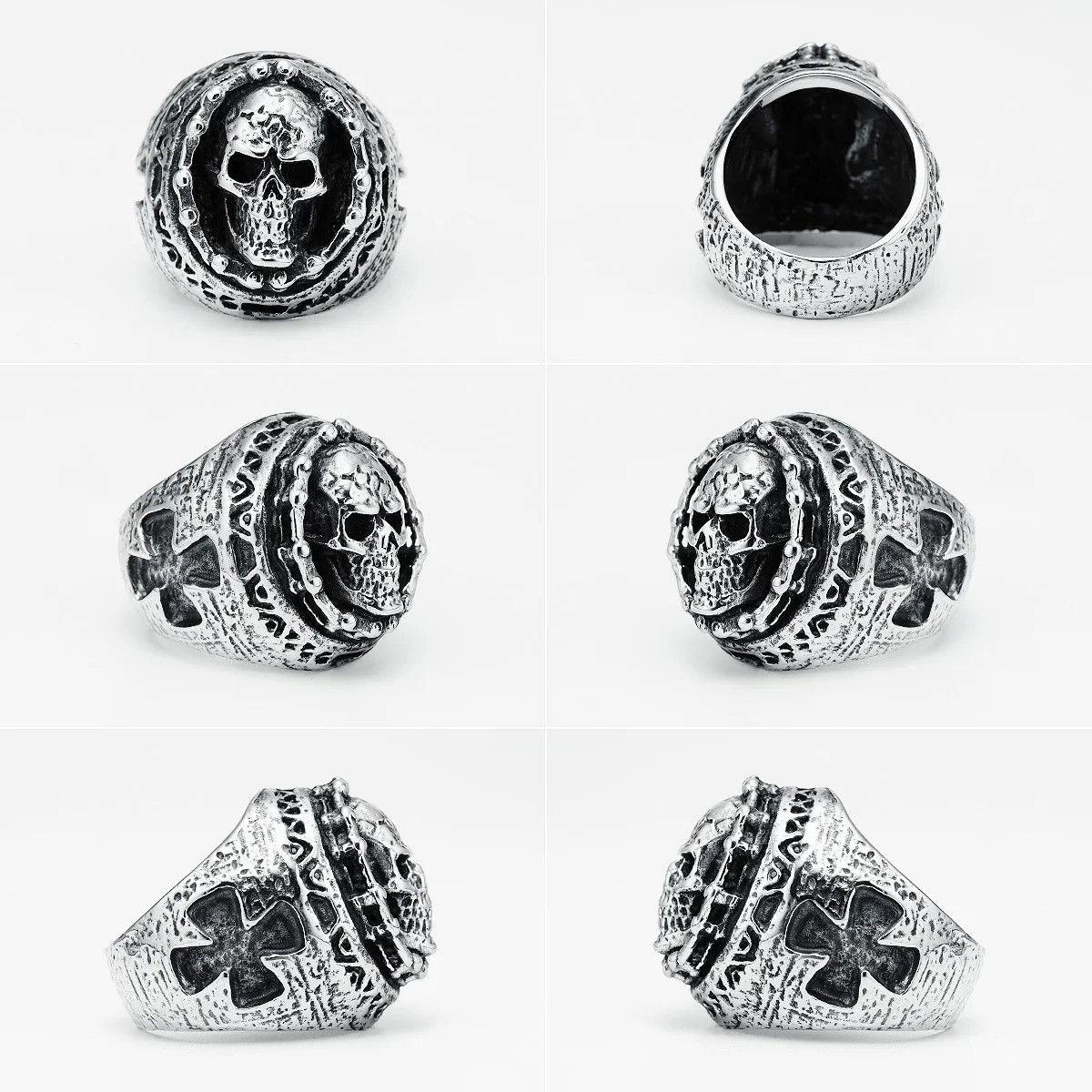 Jewelry Punk Skull Ring Streetwear Jewelry Fashion Gift Size ONE SIZE - 6 Thumbnail