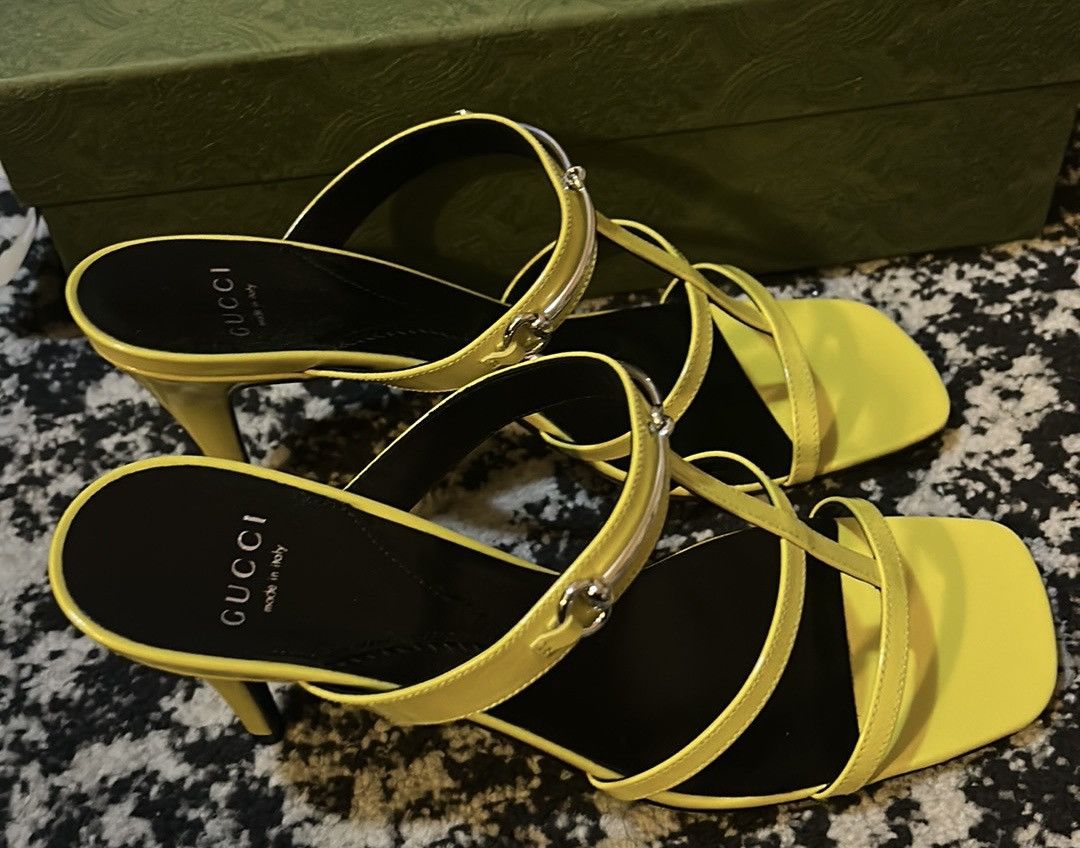 Gucci Gucci Slim Horsebit Slide Leather Sandal Acid Lime size 39 Size US 9 / IT 39 - 5 Thumbnail