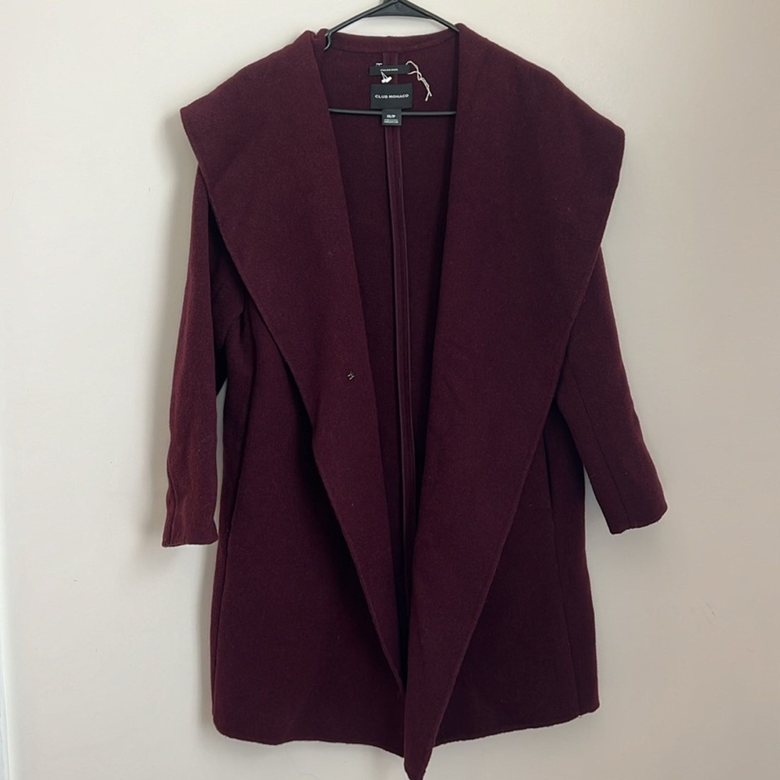 Club Monaco Club Monaco Burgundy Wool Jacket with Large Lapel Size XS / US 0-2 / IT 36-38 - 4 Thumbnail