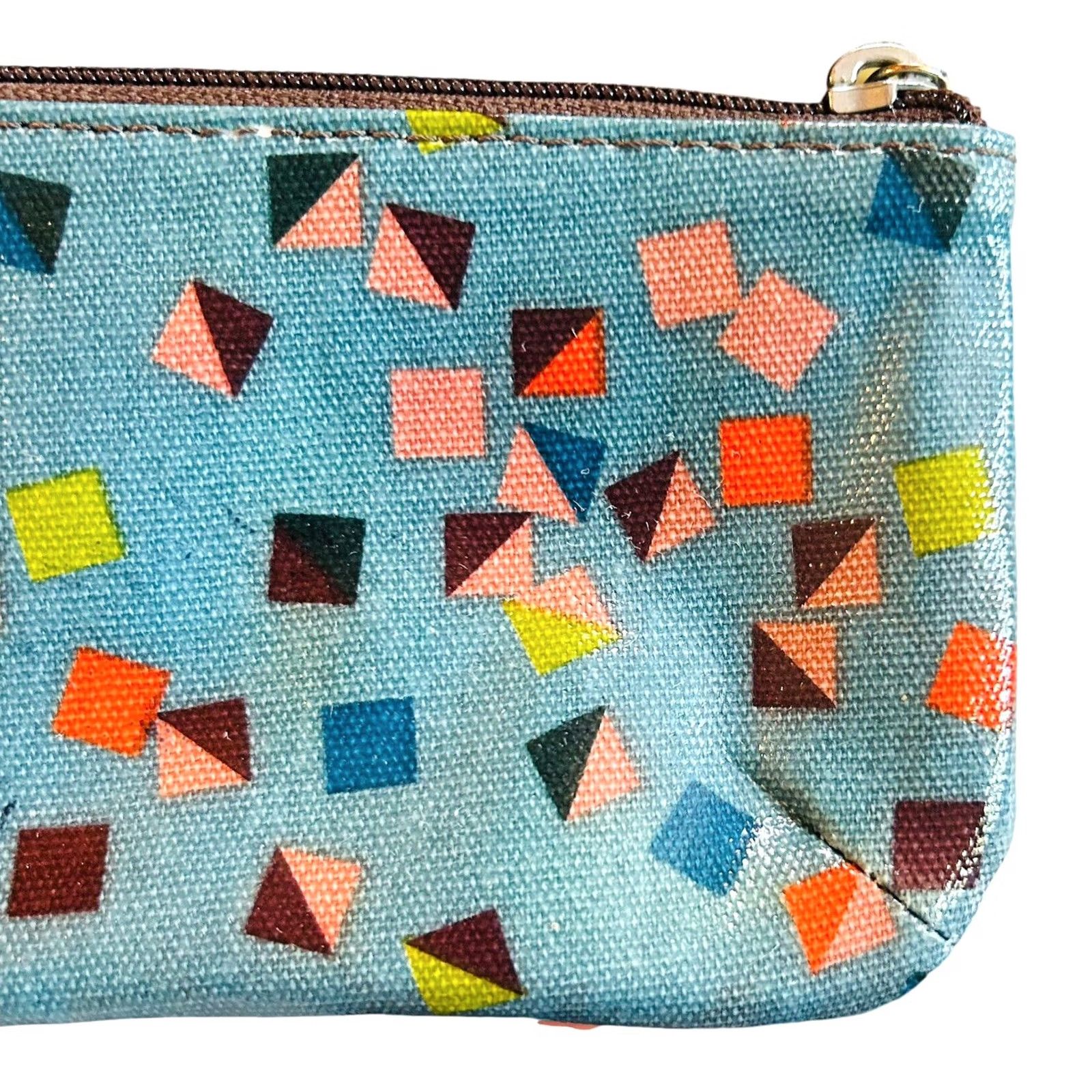 Fossil Fossil Blue Geometric Leather Pouch Wallet Women's Credit Card Holder Full Zip Size ONE SIZE - 2 Thumbnail