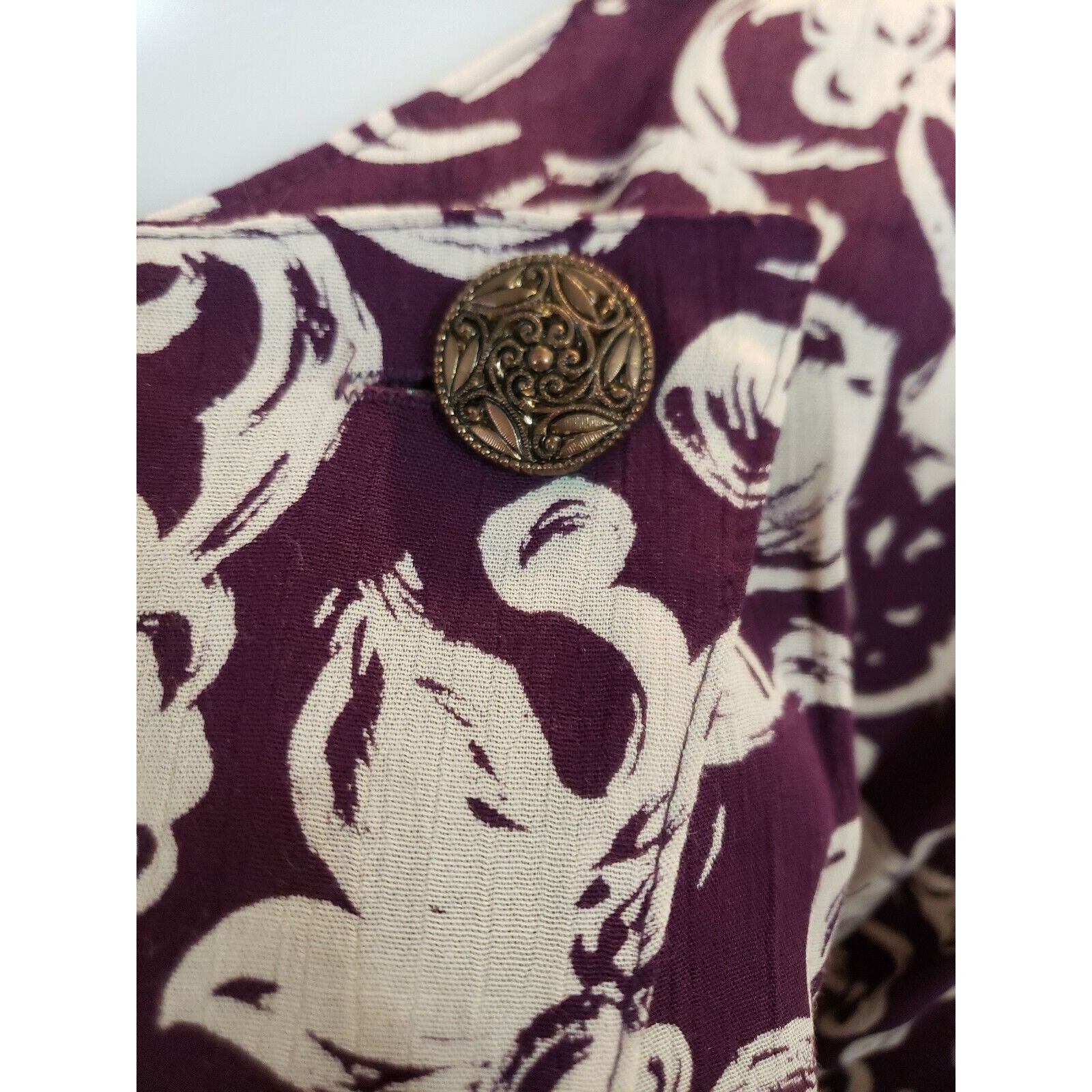 Vintage Vtg Blouson Dress Womens Sz 8 Purple Floral Surplice Long Sl Size M / US 6-8 / IT 42-44 - 7 Thumbnail