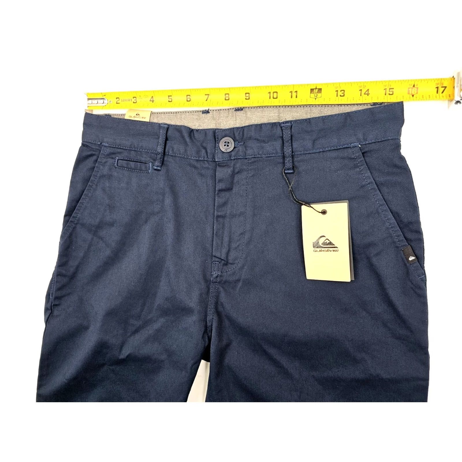 Quiksilver Quiksilver Bermuda Shorts Men 31 Blue Cotton Polyester Golf Casual Pockets 9" Inseam Straight-Leg Chino Stitch Front Flat Front NWT Size US 31 - 7 Thumbnail