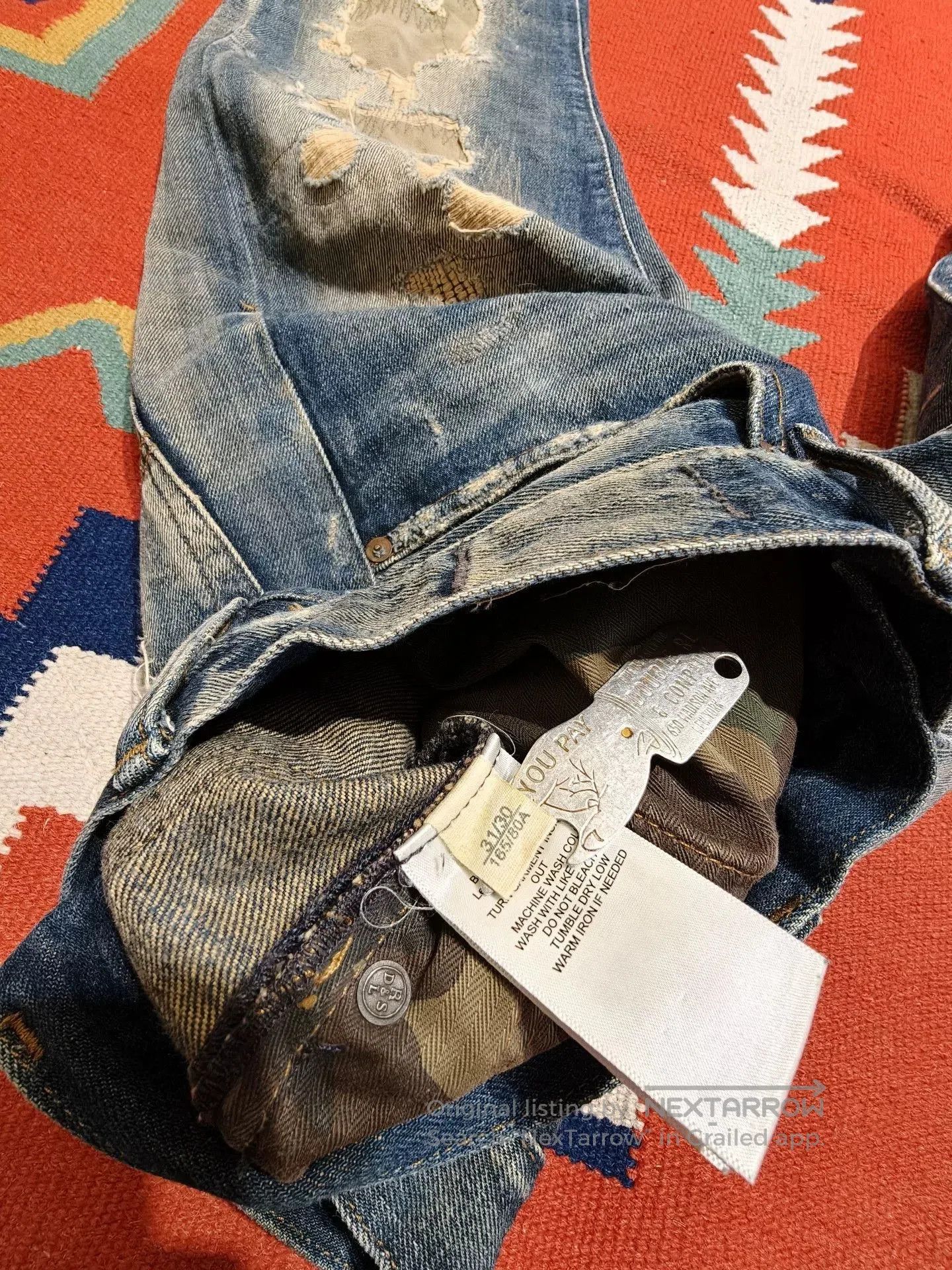 RRL Ralph Lauren RL Ralph Lauren Heavy Distressed Patch Jeans. Size US 31 - 8 Thumbnail