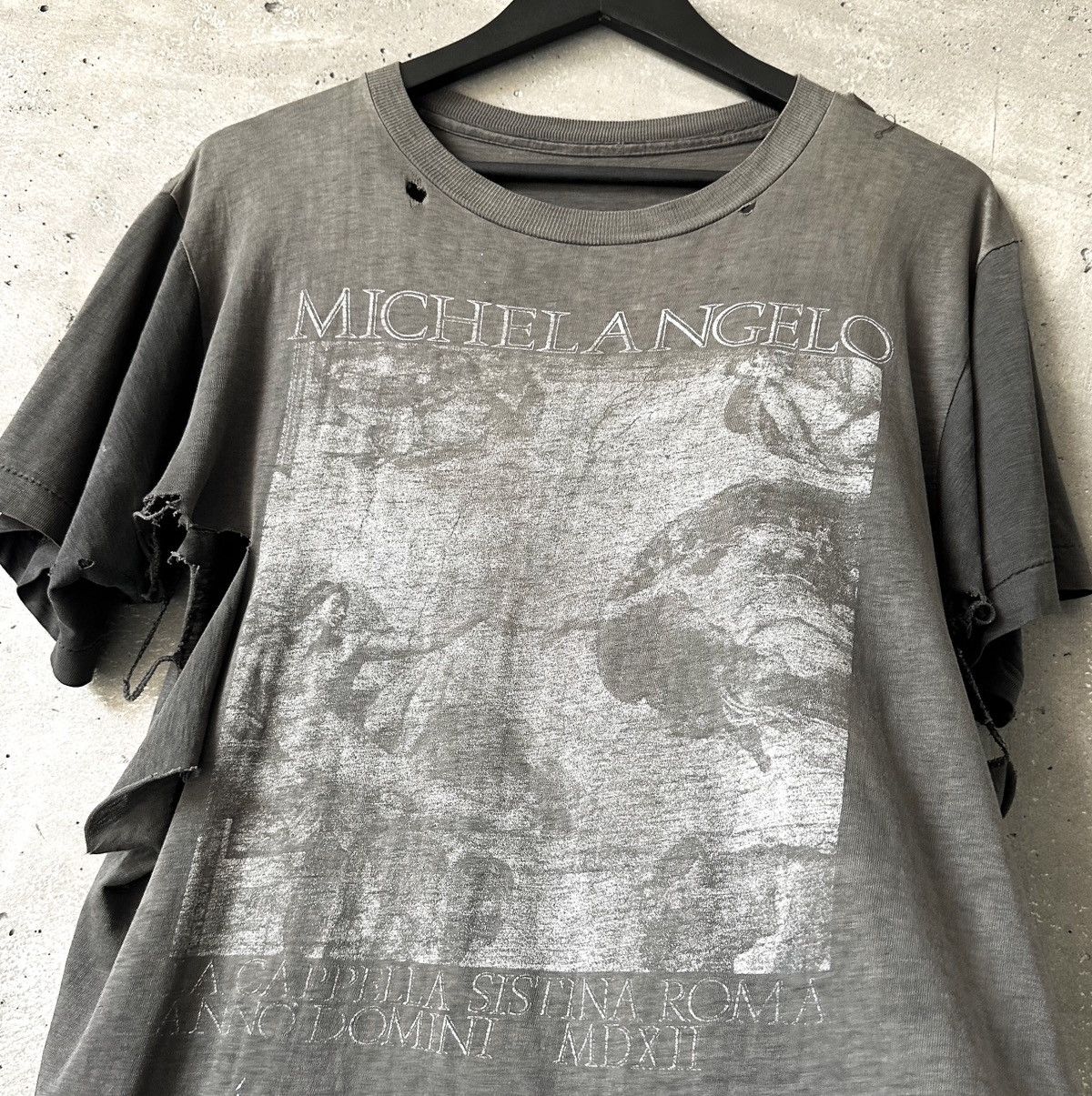 Vintage 80s THRASHED Michelangelo Art Promo T-Shirt Size US L / EU 52-54 / 3 - 2 Thumbnail
