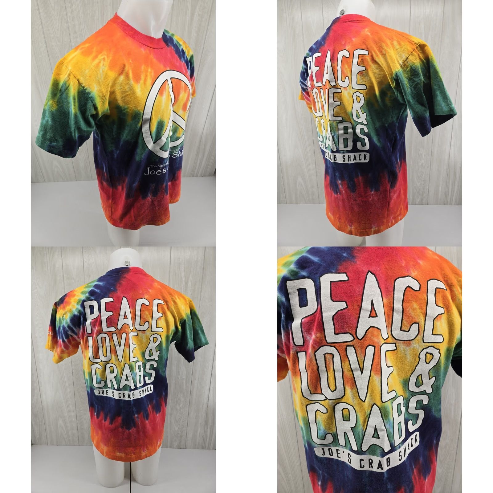 destin VINTAGE 90s Joe's Crab Shack T-Shirt Large Tie Dye Peace Love Destin Shirt Mens Size US L / EU 52-54 / 3 - 8 Thumbnail