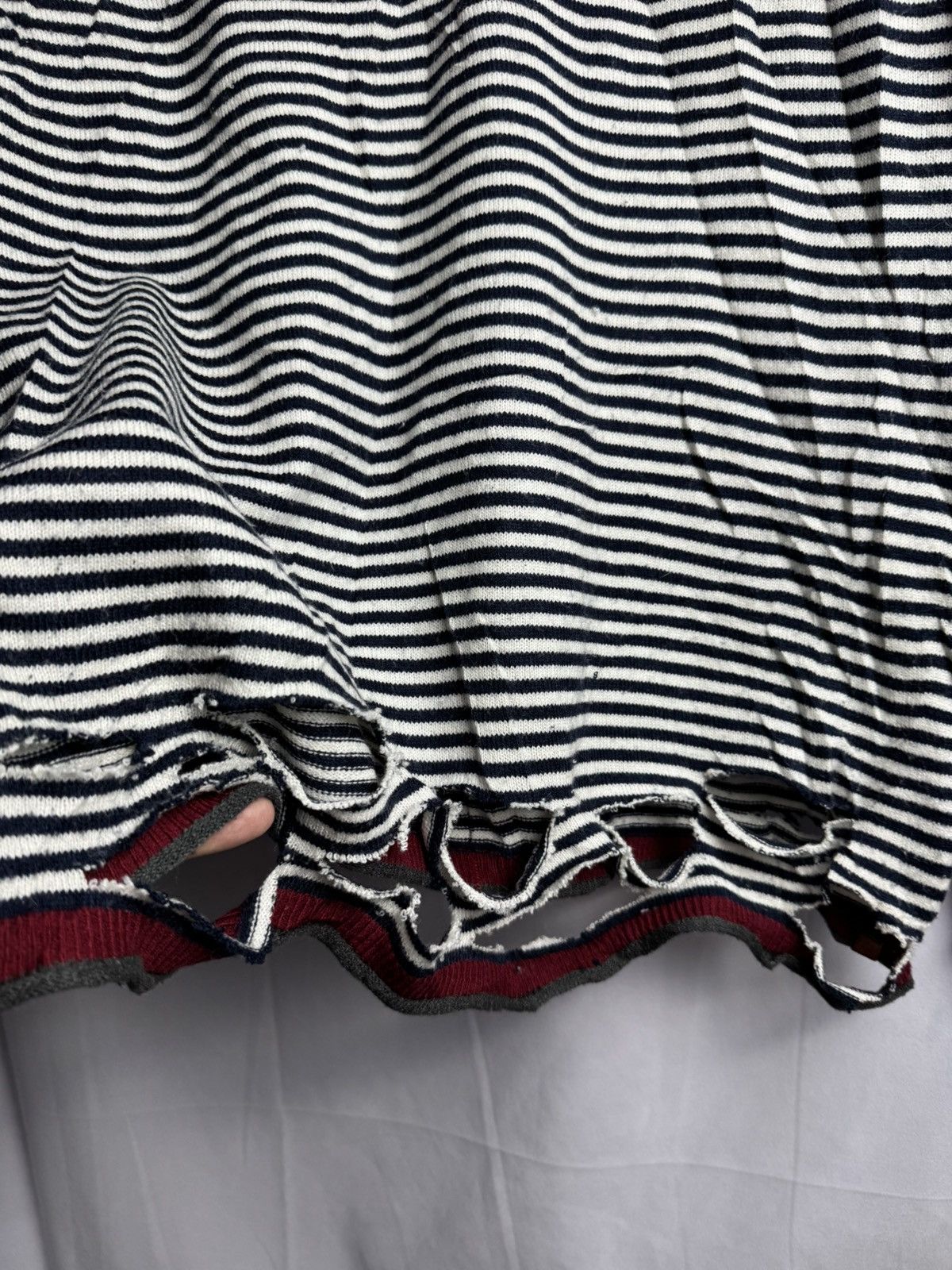 Hysteric Glamour × Japanese Brand × PPFM PPFM Distressed Stripe Long Sleeve Knit Size US M / EU 48-50 / 2 - 6 Thumbnail
