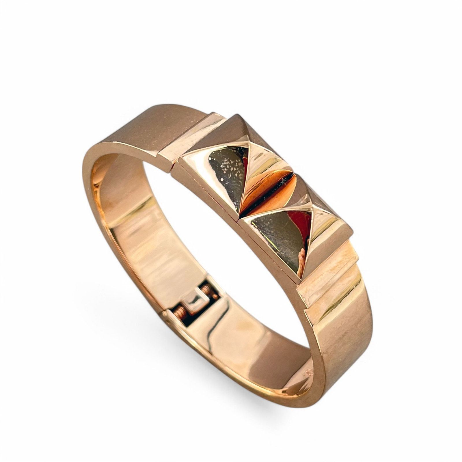 Michael Kors Michael Kors Pyramid Stud Bangle Bracelet Hinged Rose Gold Size ONE SIZE - 1 Thumbnail