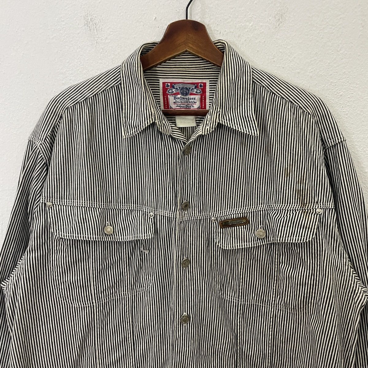 Budweiser Vintage Budweiser Hickory Stripe Button Ups Tee Size US L / EU 52-54 / 3 - 4 Thumbnail