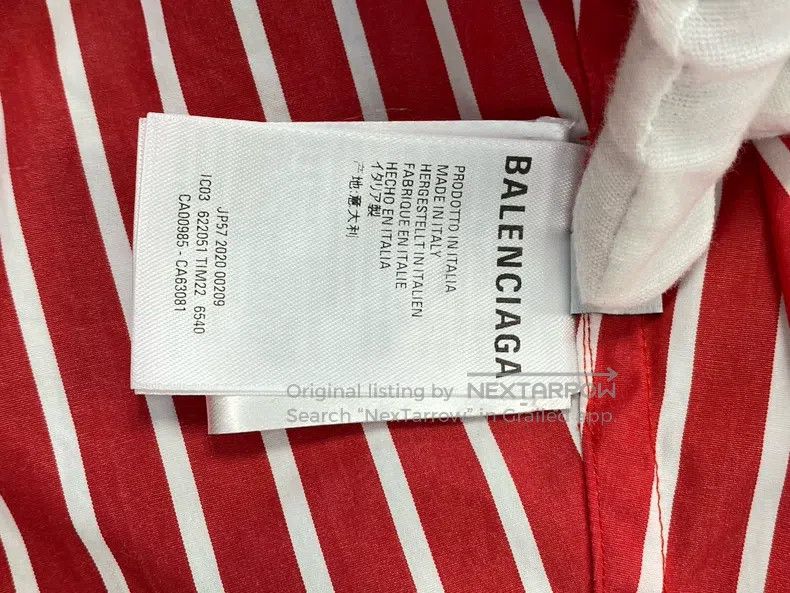 Balenciaga Balenciaga Red and White Striped Cotton Shirt Size XXS / US 00 / IT 34 - 7 Thumbnail