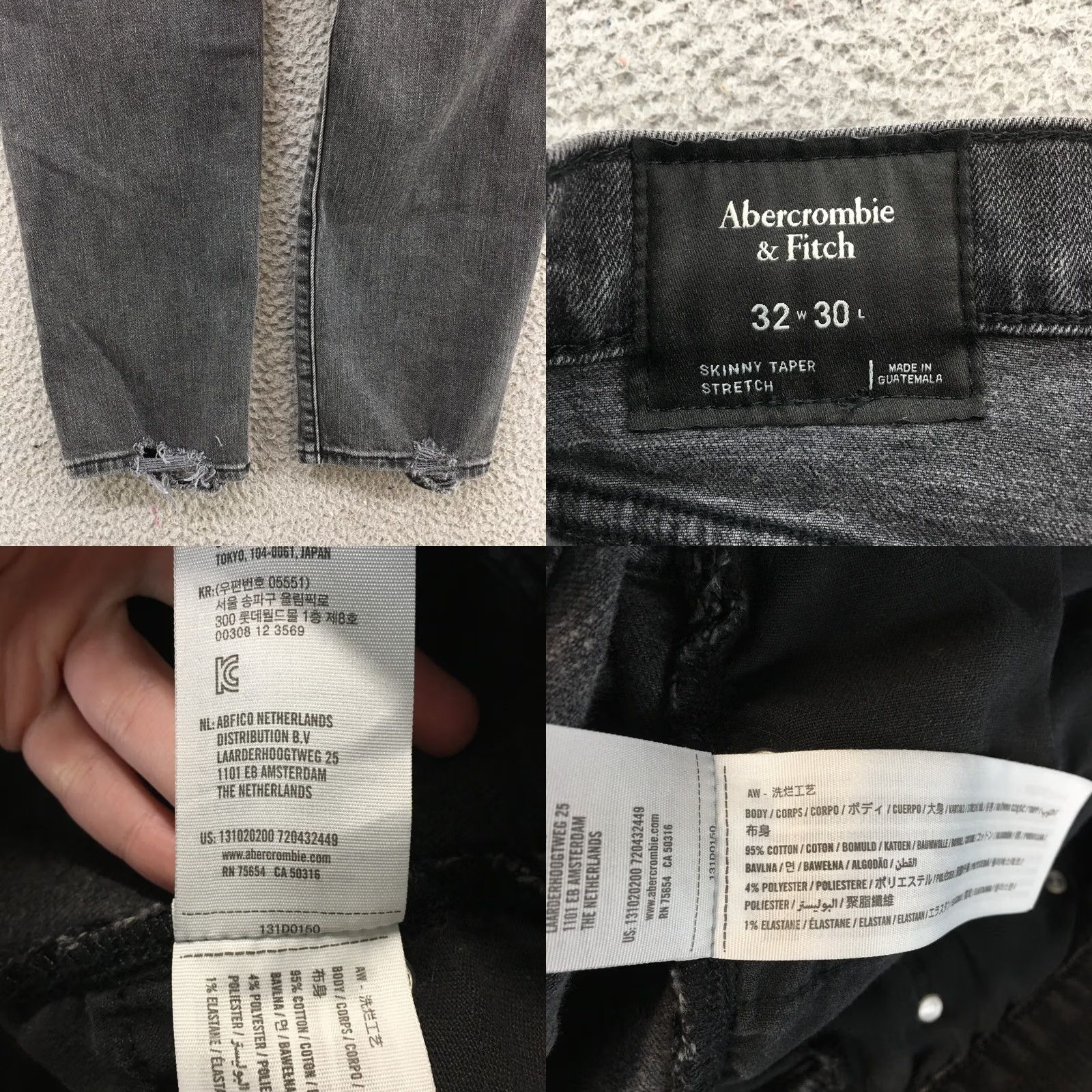 Abercrombie & Fitch Nike Abercrombie & Fitch Skinny Jeans Mens 32X30 Black Zip Distressed Jeans Regular 34in Waist 30in Inseam Mens Size US 32 / EU 48 - 10 Thumbnail