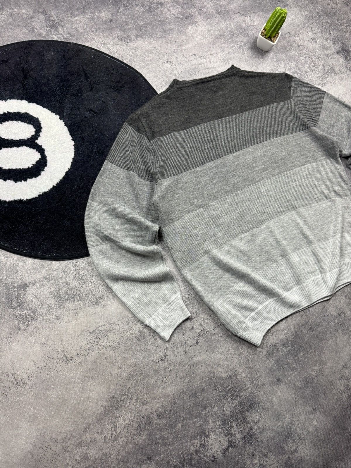 Comme des Garcons SHIRT Comme des Garçons SHIRT Gradient Striped Sweater Grey Sz L Size US L / EU 52-54 / 3 - 8 Thumbnail
