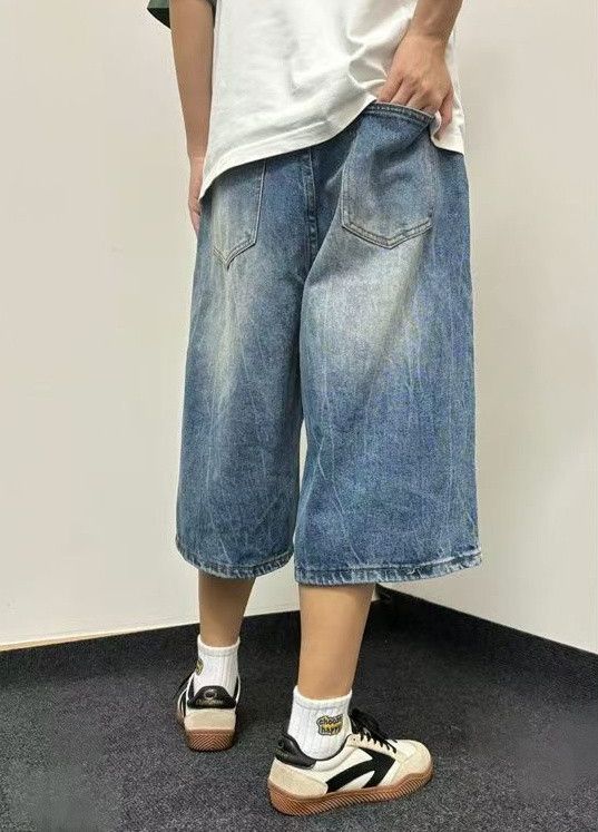 Jean Blue washed distressed lightning denim shorts Size US 32 / EU 48 - 3 Thumbnail