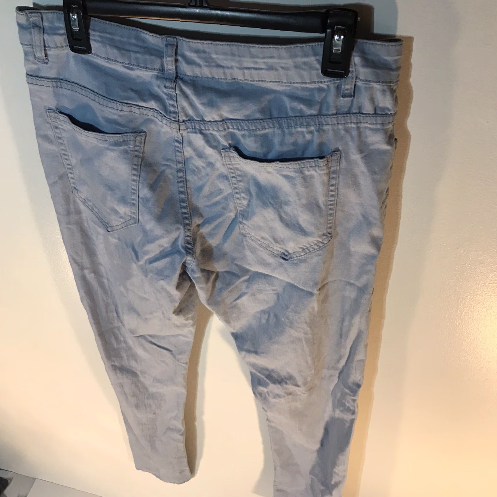Vintage Unbranded Light Wash Distressed Skinny Jeans Women Size L Blue Denim 5-Pocket Size 36" / US 14 / IT 50 - 3 Thumbnail