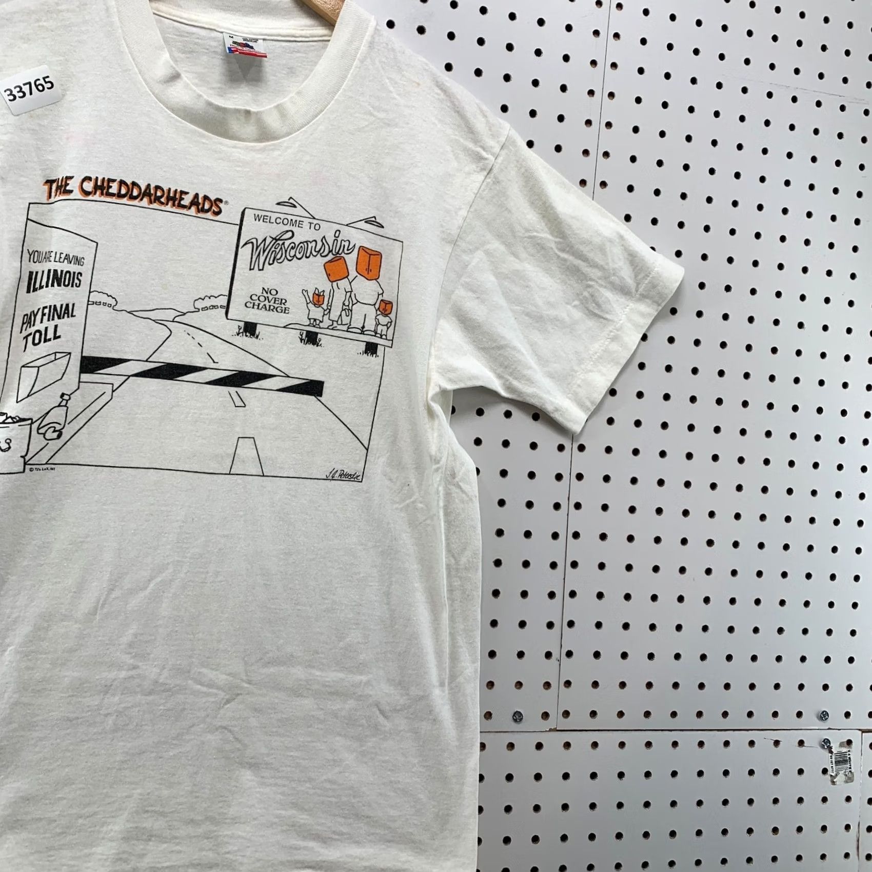 Fruit Of The Loom VINTAGE Wisconsin Cheddar Heads Funny Shirt Men M White 90s USA 17x27.5 Mens Size US M / EU 48-50 / 2 - 4 Thumbnail