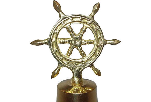 Designer Nautical Ship's Wheel Brass Bell Size ONE SIZE - 2 Thumbnail