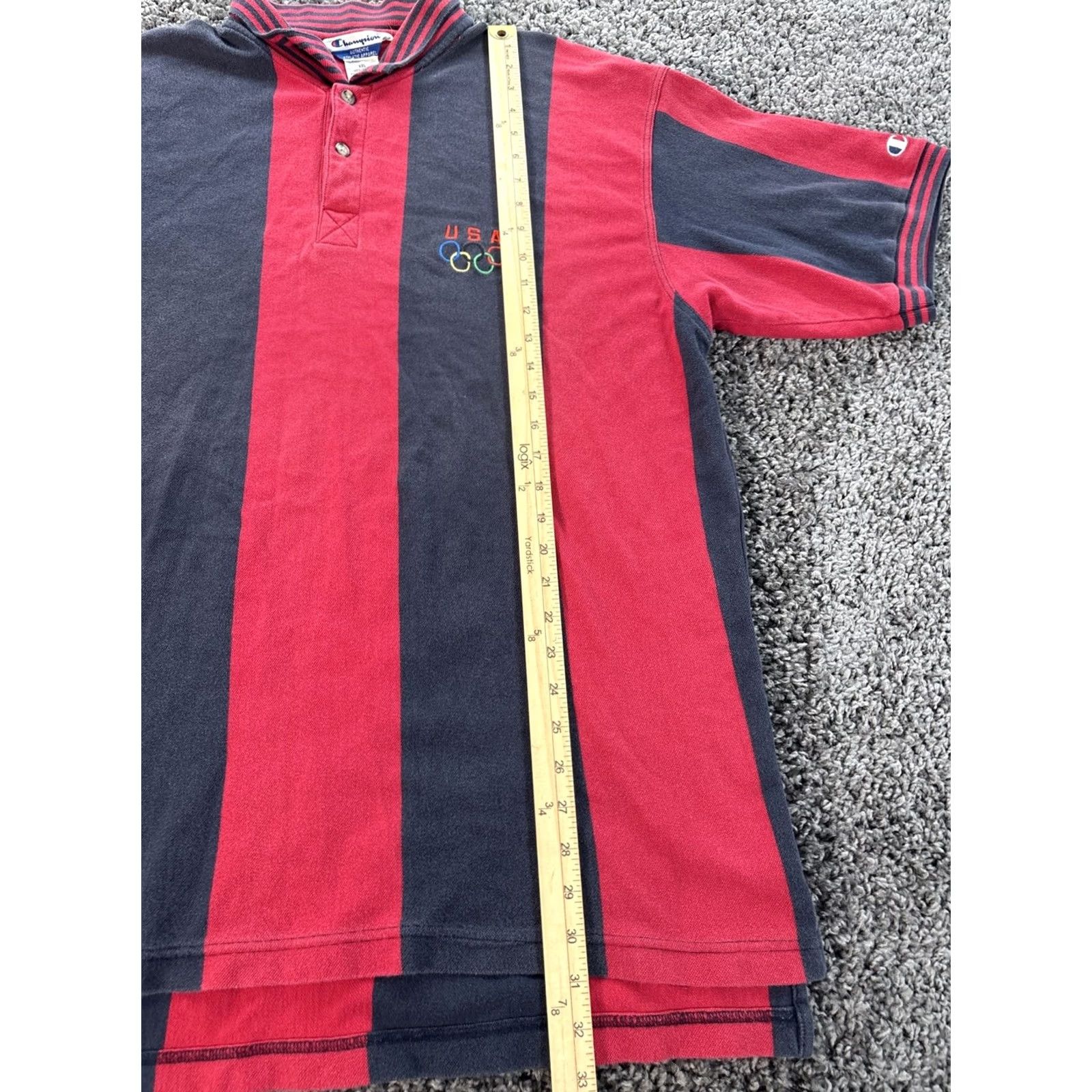 Champion VINTAGE Champion Rugby Shirt Mens 2XL USA Red Blue Striped Atlanta Olympic 1996 Polo Shirt Mens Red USA 1996 Champions Size US XXL / EU 58 / 5 - 2 Thumbnail