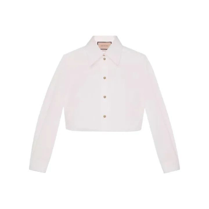 Gucci Gucci Love Parade White Cropped Long Sleeve Shirt-2507 Size L / US 10 / IT 46 - 7 Thumbnail