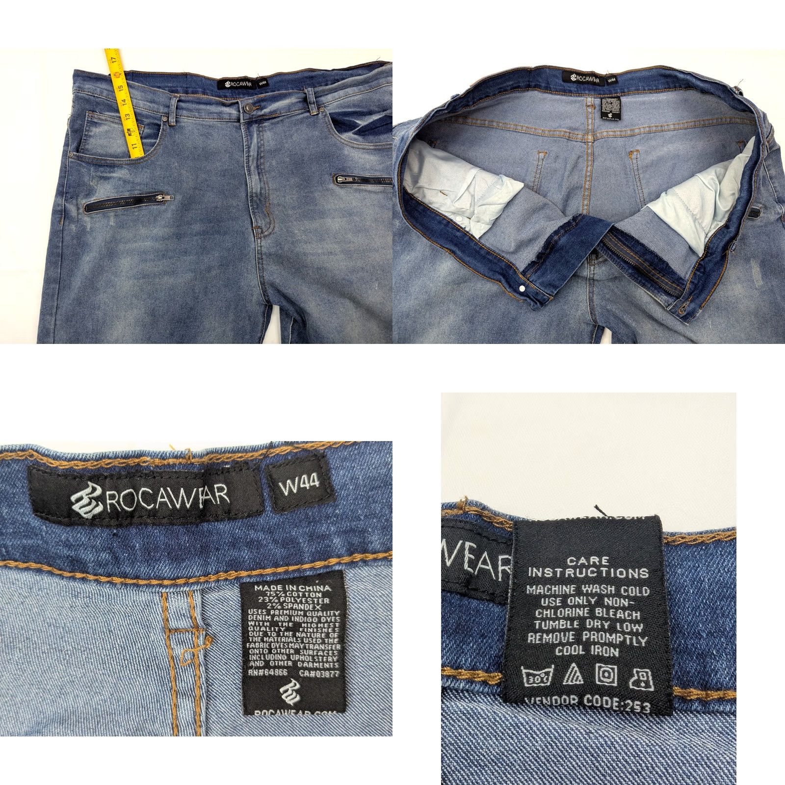 Rocawear VINTAGE Rocawear Baggy Wide-Leg Jeans Men 44x31 Distressed Blue Rocawear Baggy Jeans Wide-Leg Men 44x31 Distressed Blue Hip Hop Grunge Logo 90s Mens Size US 44 / EU 60 - 8 Thumbnail