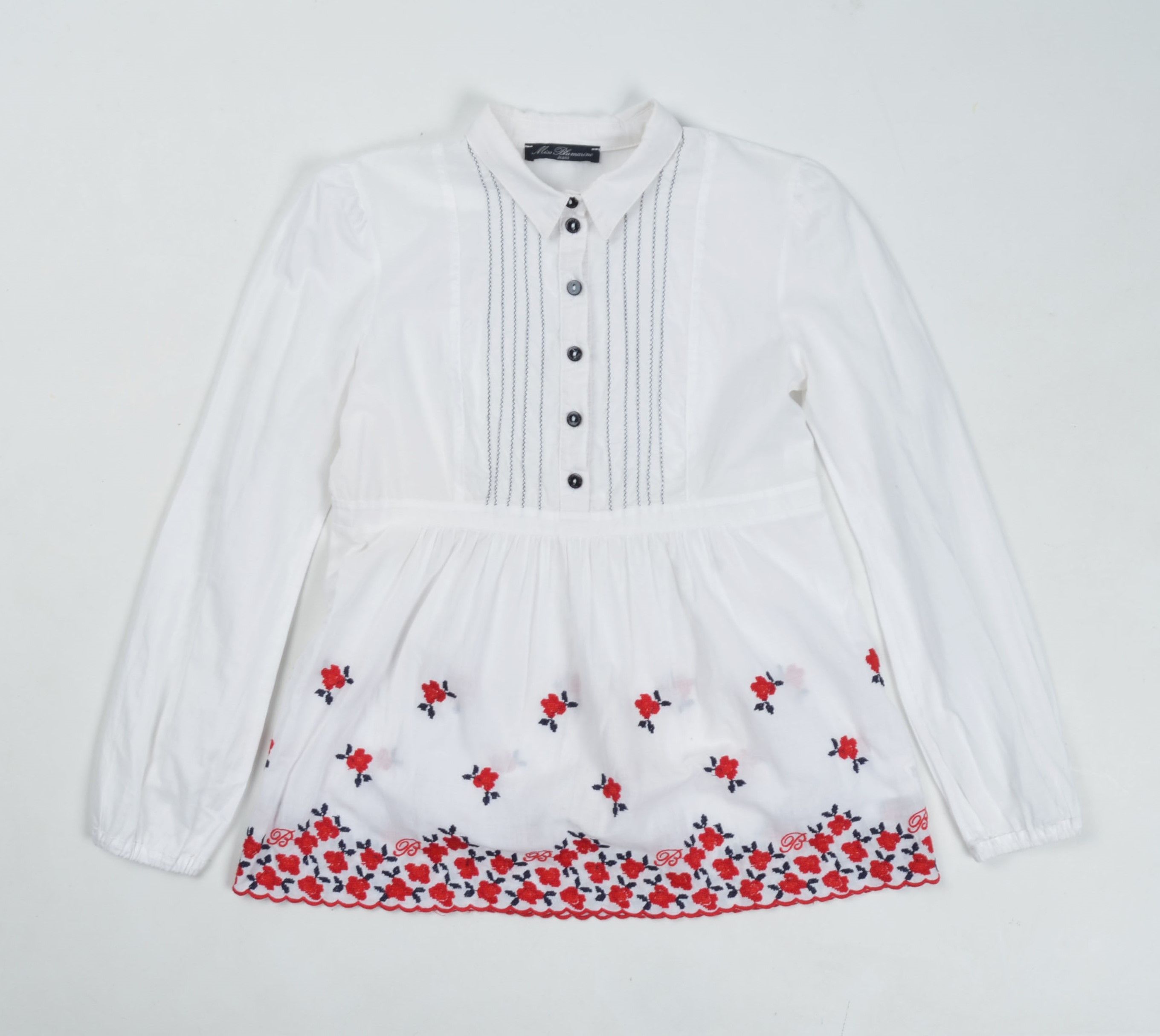 Blumarine × Vintage Miss Blumarine Y2K Cottage Embroidered Shirt Blouse Size XS / US 0-2 / IT 36-38 - 4 Thumbnail
