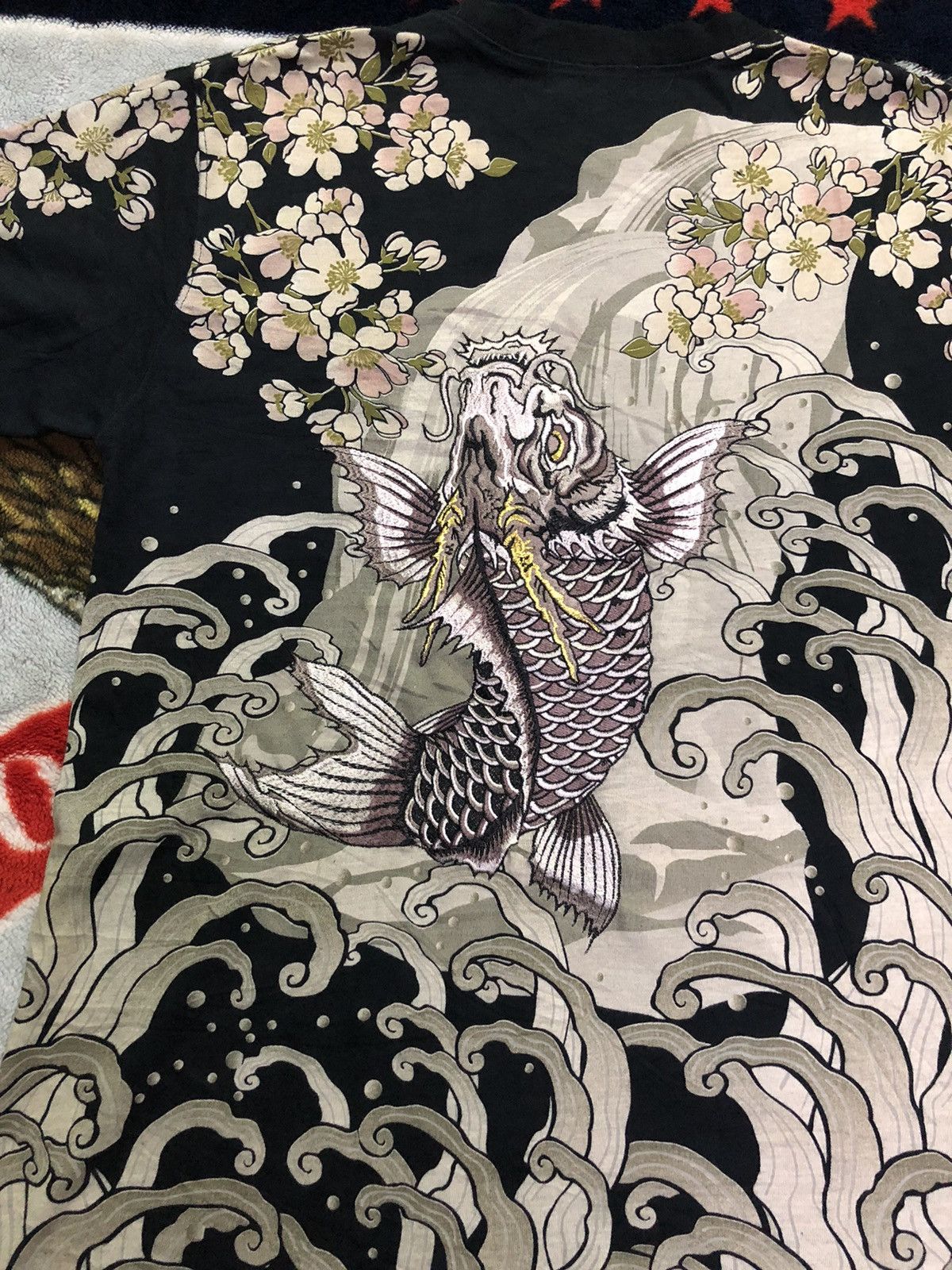Bullet Noise Vintage Sukajan Embroidered Fishkoi Shirt Tee Rare Size US L / EU 52-54 / 3 - 13 Thumbnail