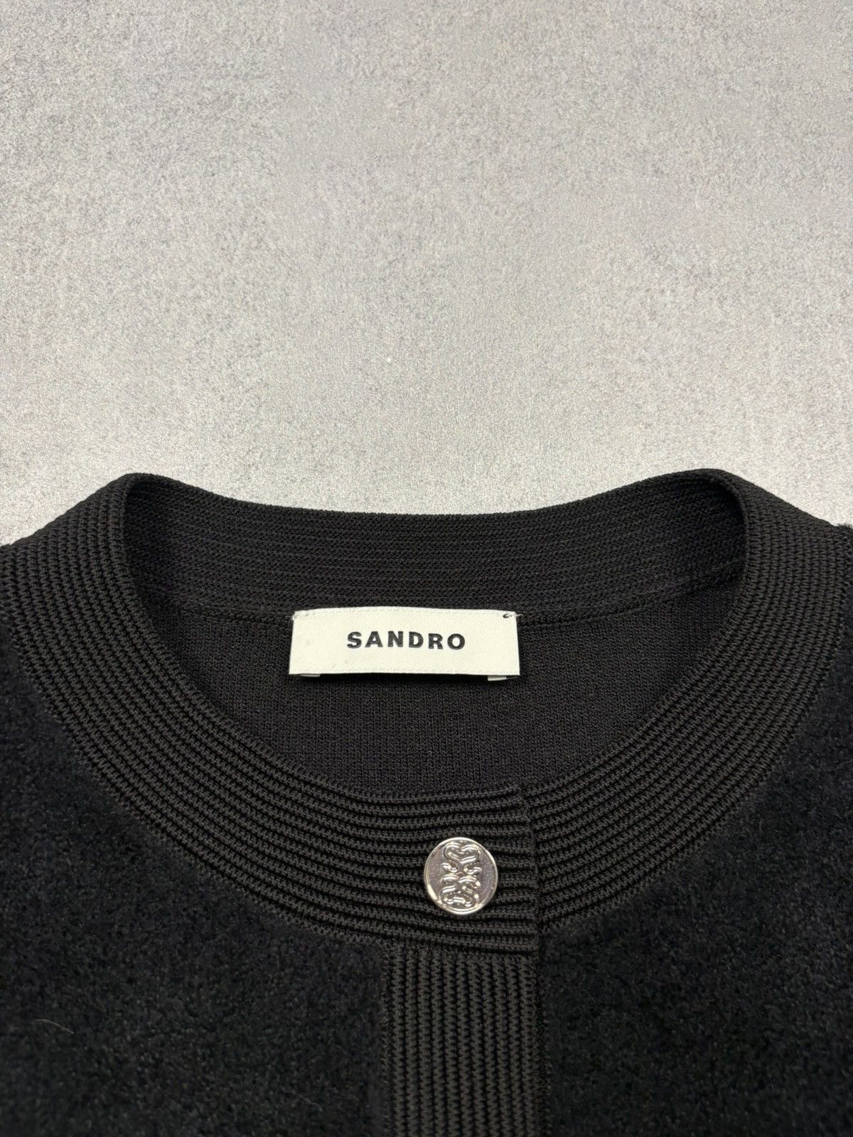 Sandro Sandro Paris Cropped Knit Cardigan Black Rare Gold Button S Size S / US 4 / IT 40 - 10 Thumbnail