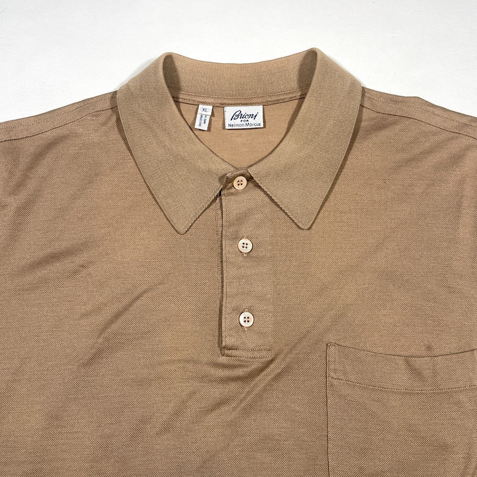 Brioni Brioni For Neiman Marcus Tan Brown Polo Pocket Tee T Shirt Size US XL / EU 56 / 4 - 2 Thumbnail